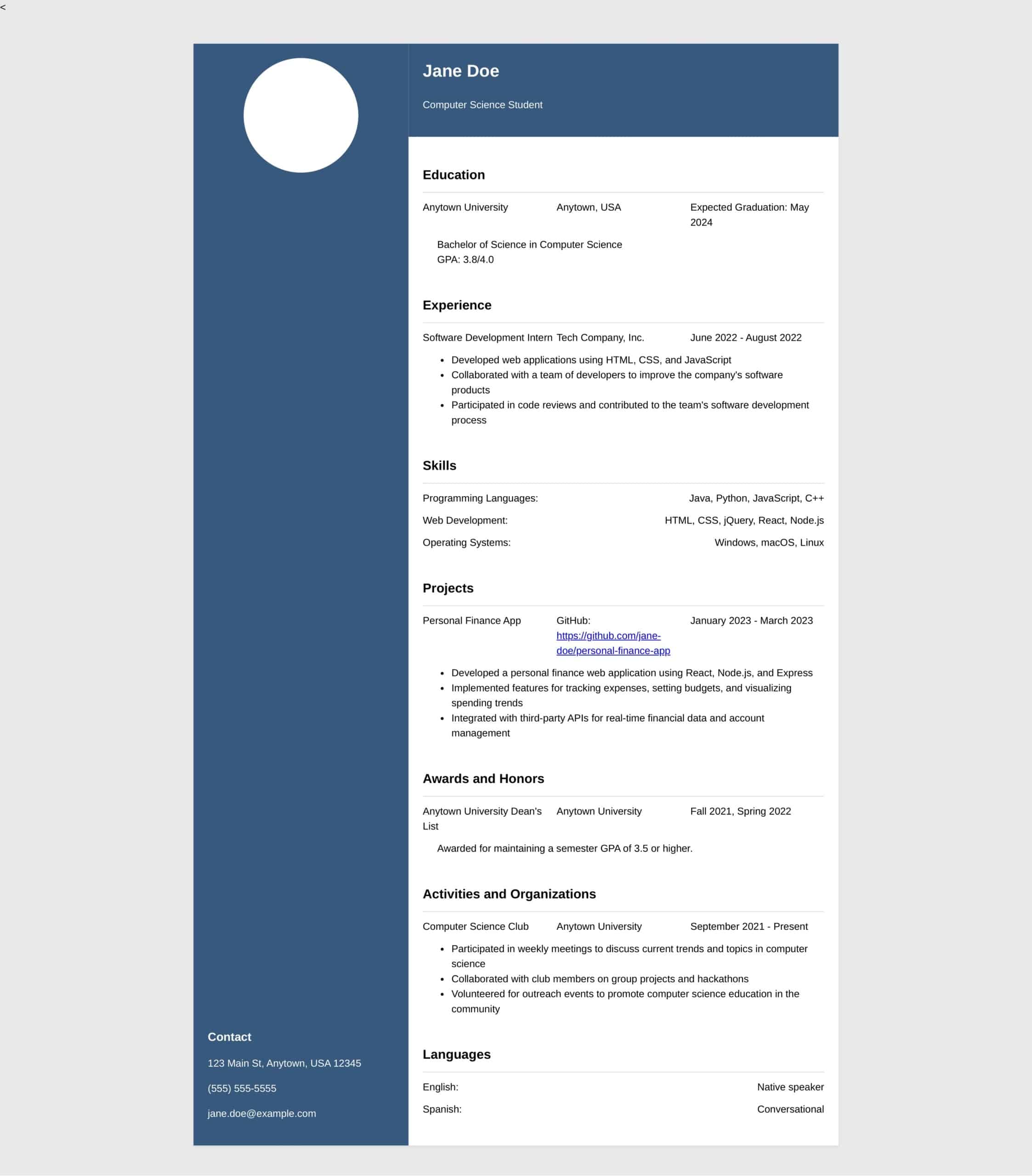 academic resume for college academic resume for college