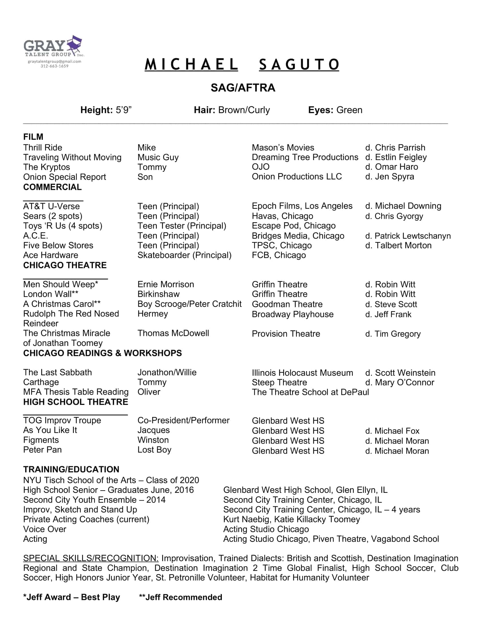acting position on resume acting position on resume
