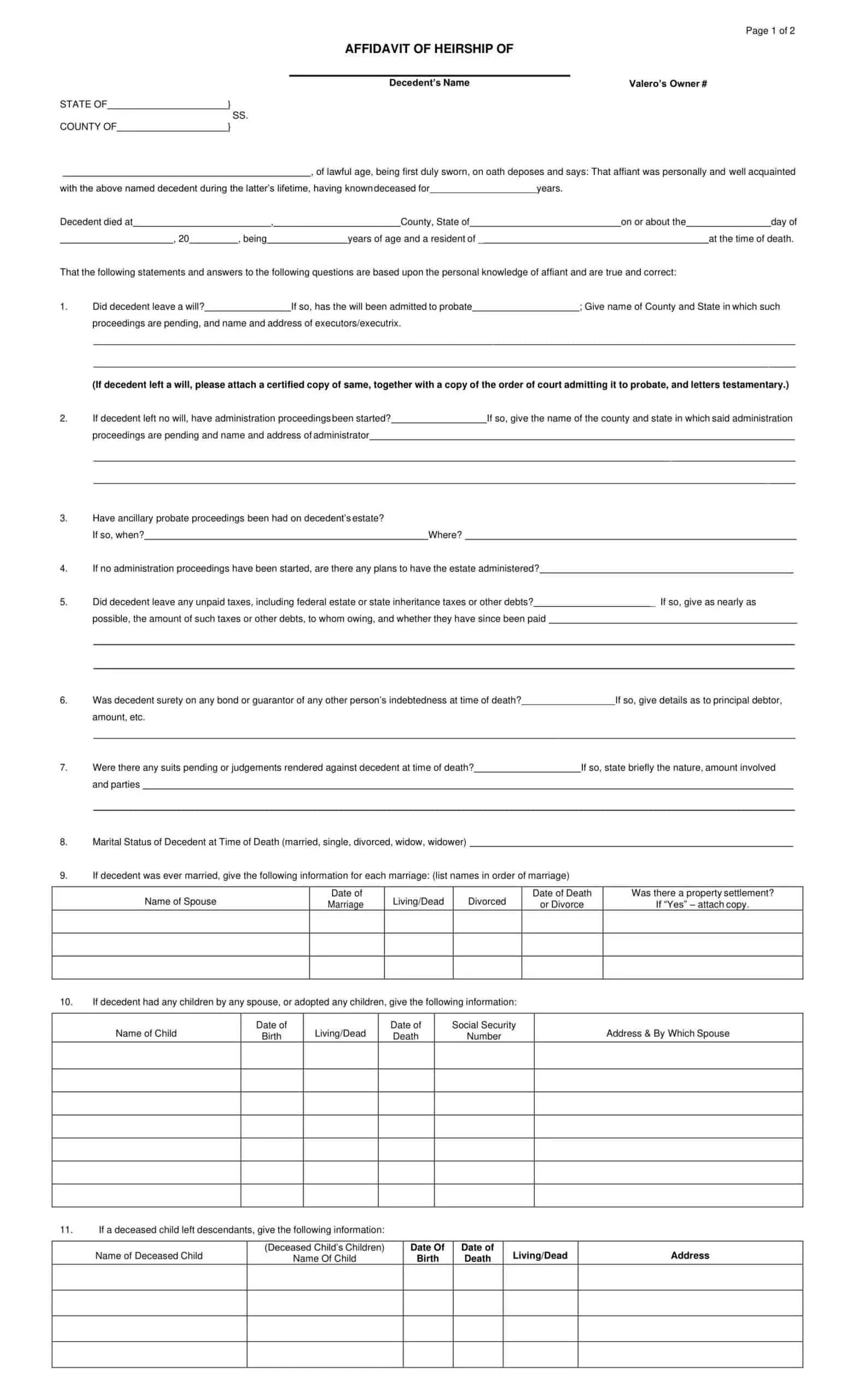 affidavit of heirship florida affidavit of heirship florida