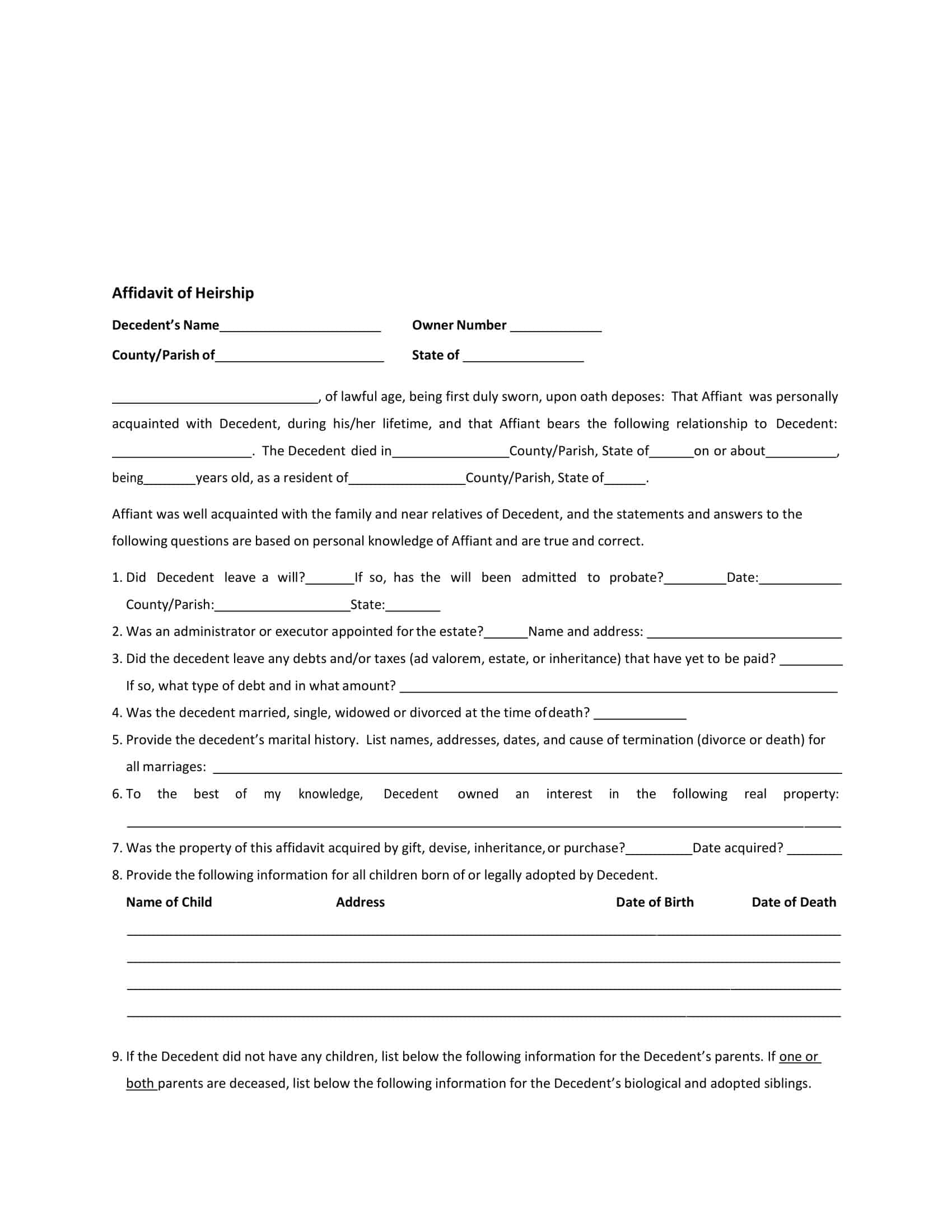 affidavit of heirship missouri affidavit of heirship missouri