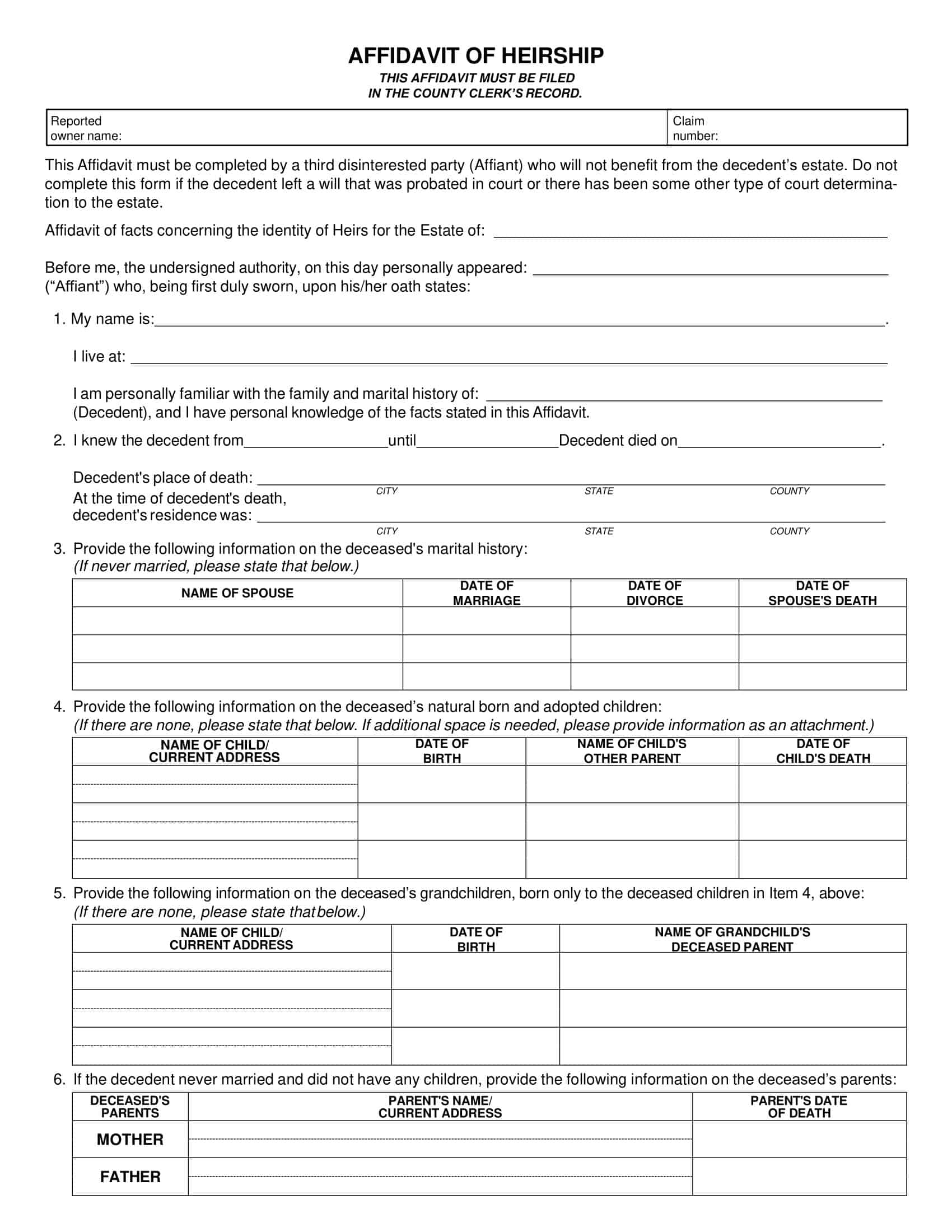 affidavit of heirship tennessee affidavit of heirship tennessee