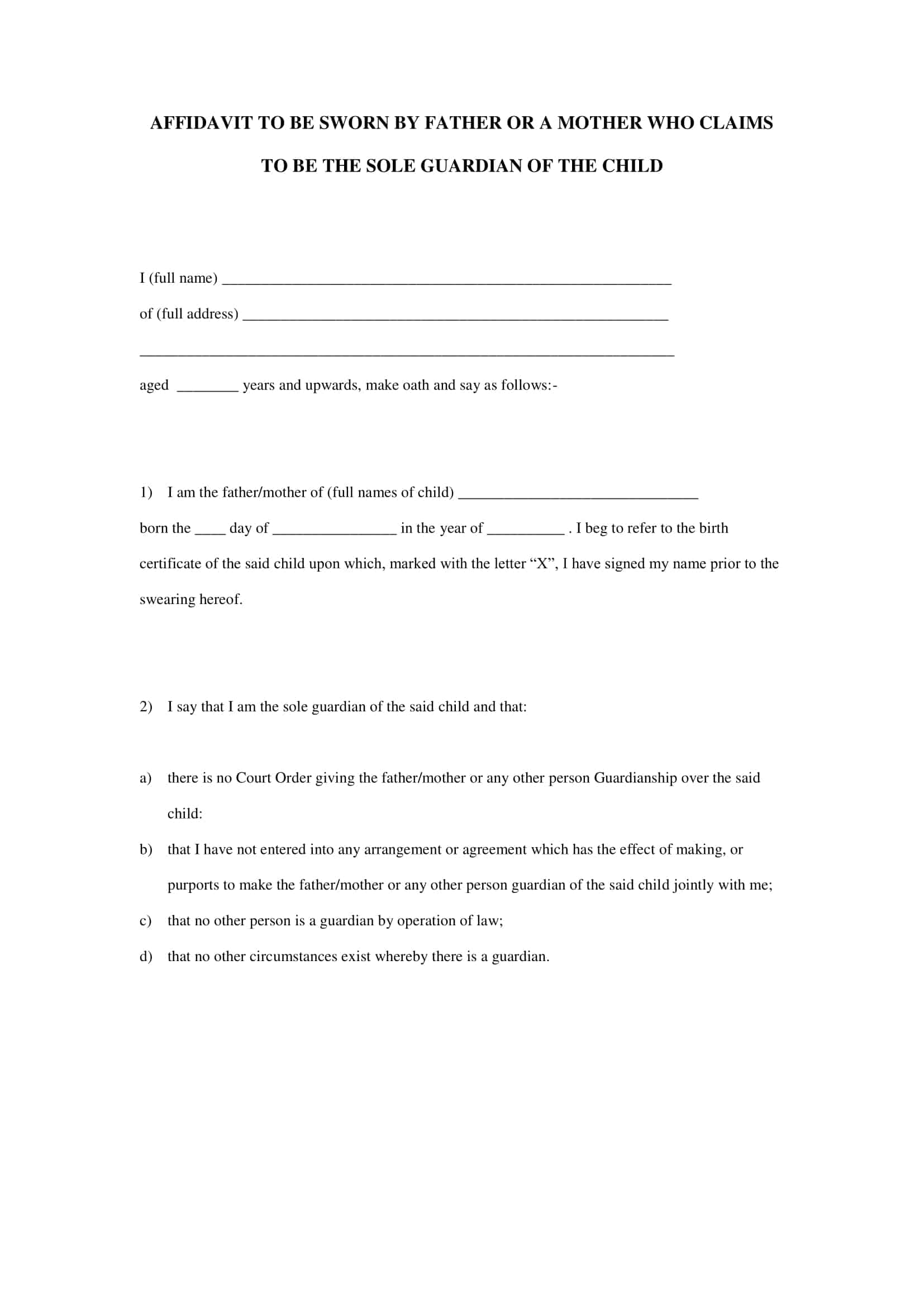 affidavits form affidavits form