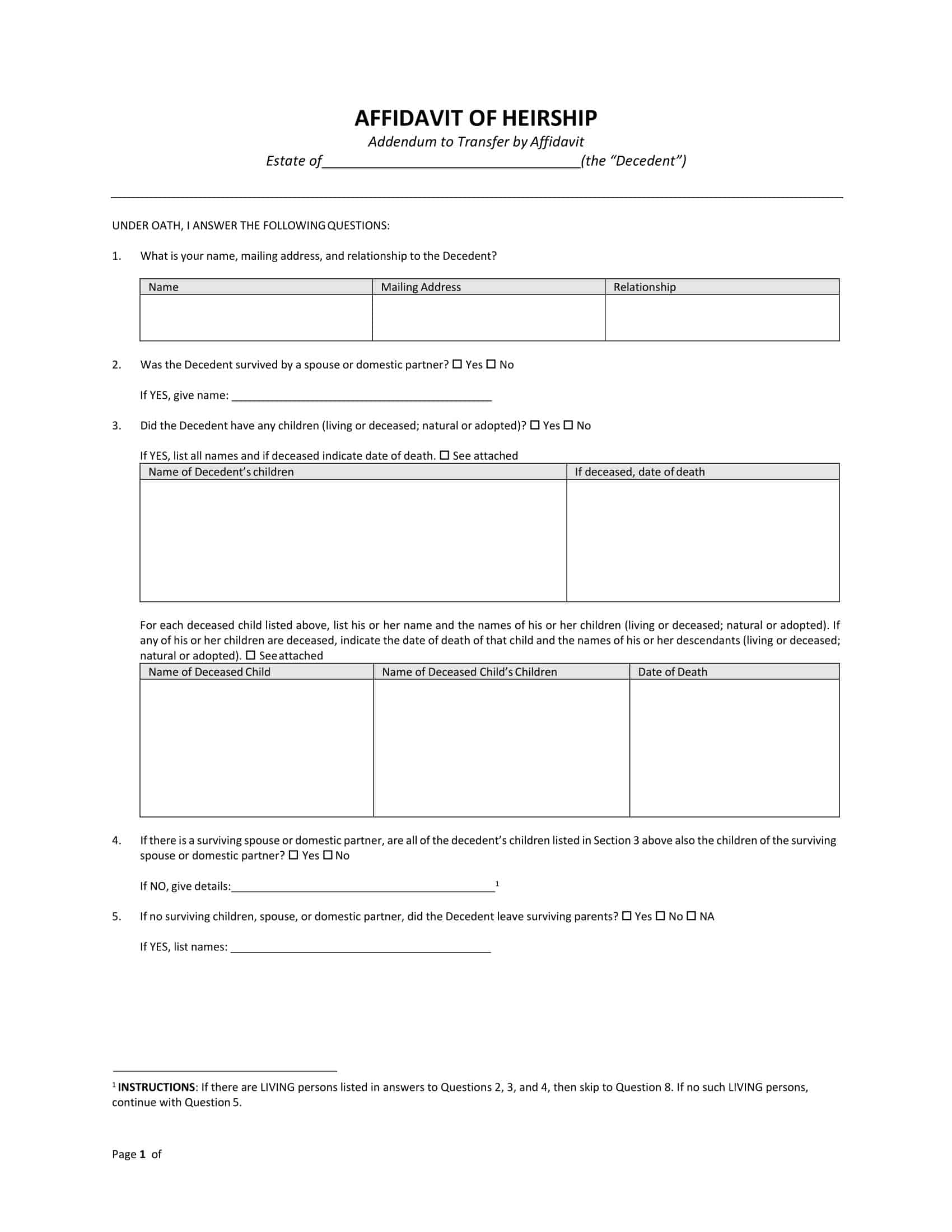 affidavits of heirship affidavits of heirship