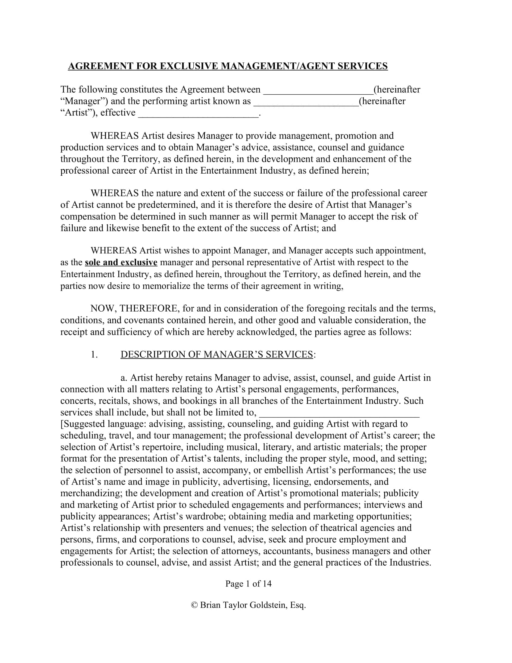 artist and manager contract pdf artist and manager contract pdf