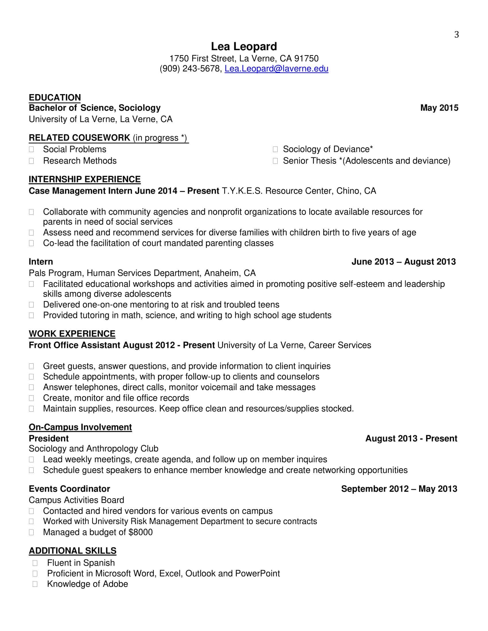 college student resume example college student resume example
