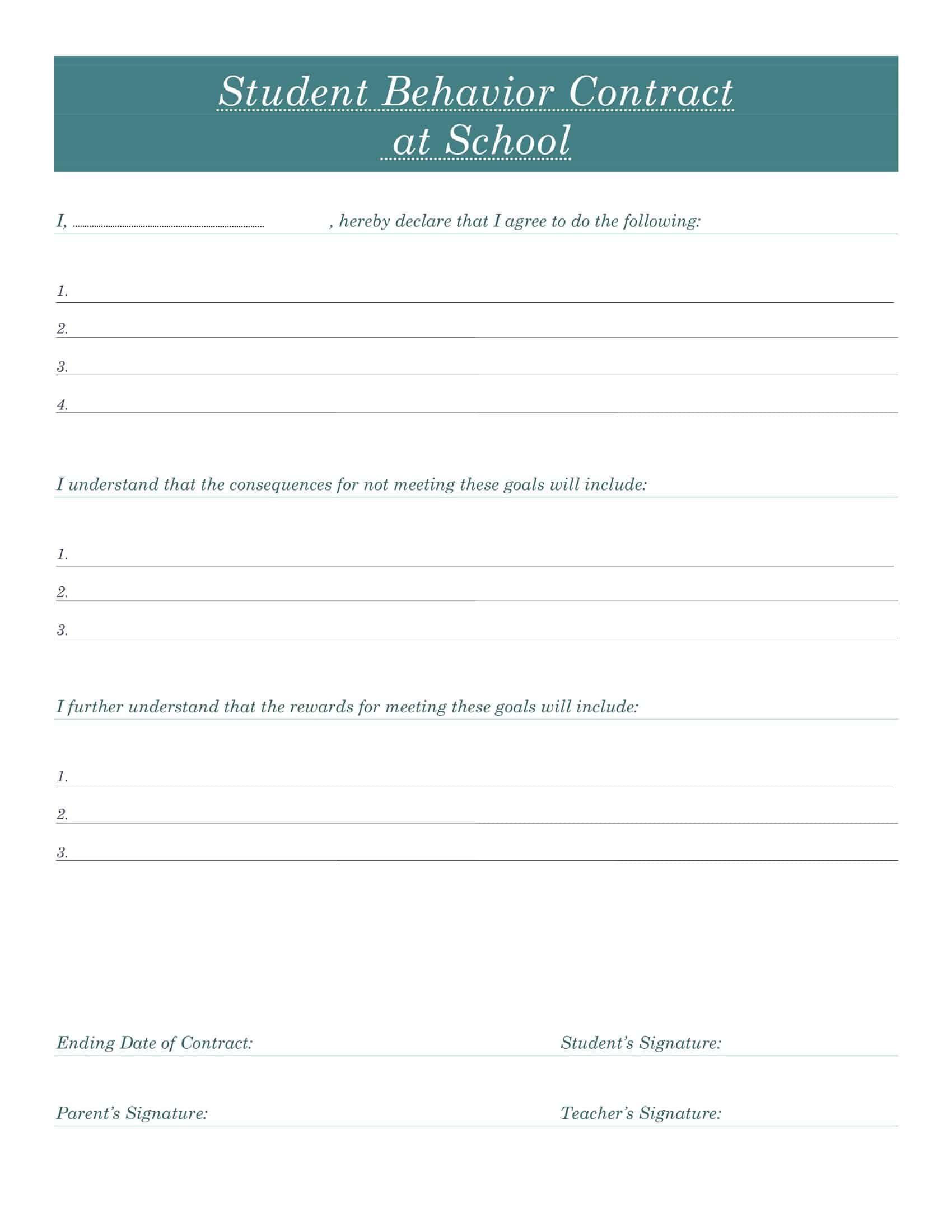Free Printable Behavior Contract Templates PDF Word Home Adults Free Printable Behavior Contract Templates PDF Word Home Adults