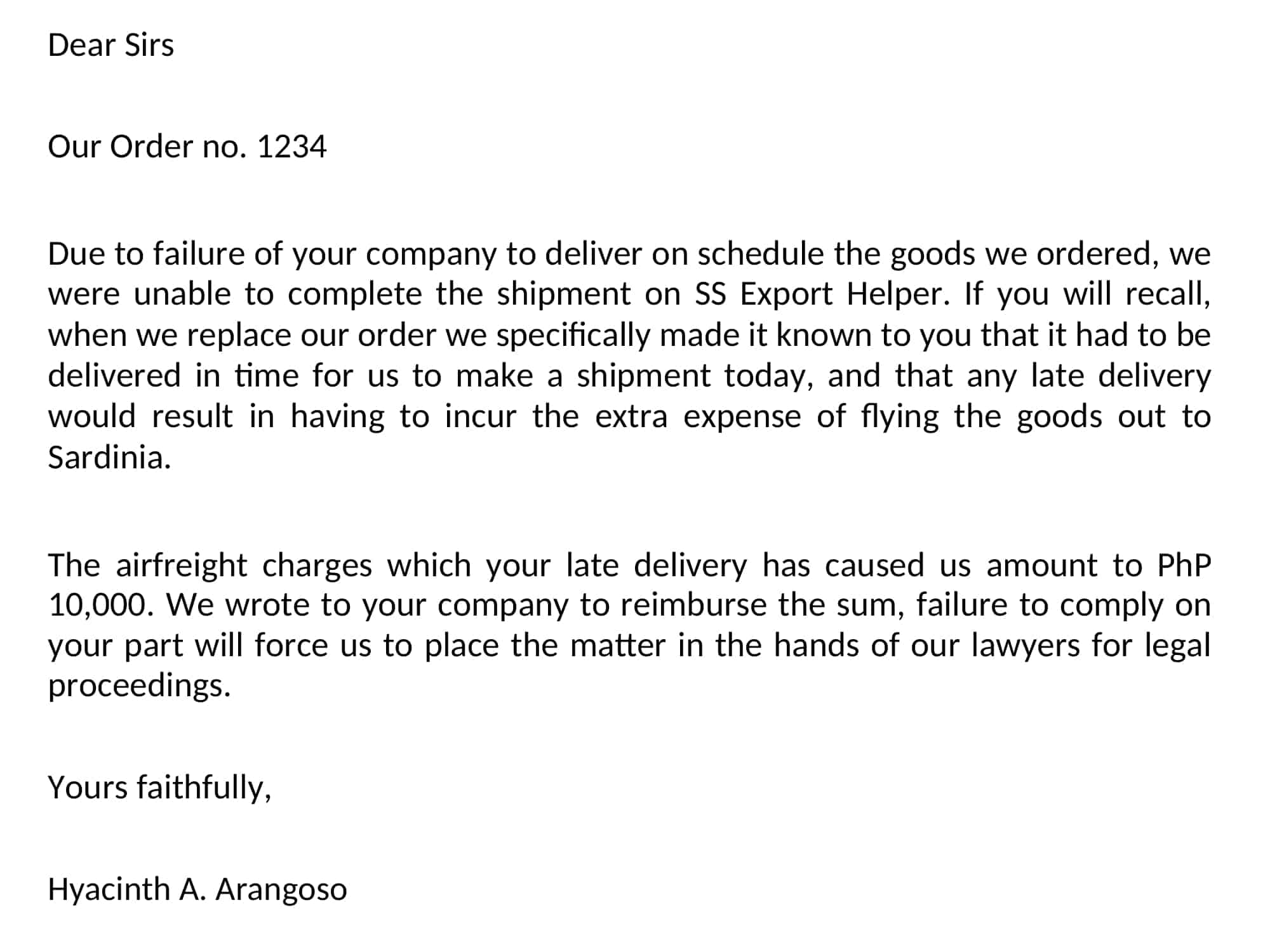 example of an adjustment letter example of an adjustment letter