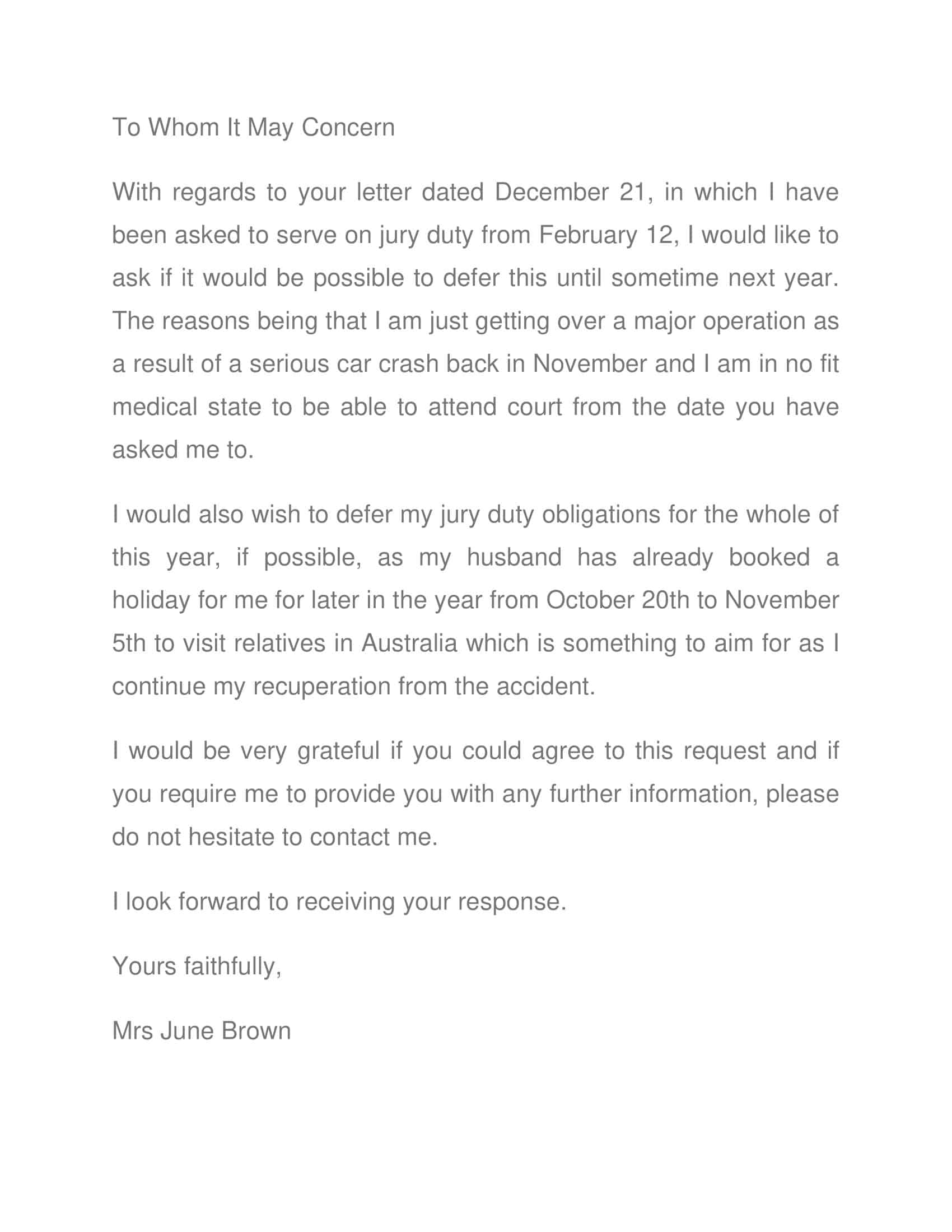 excuse from jury duty letter excuse from jury duty letter