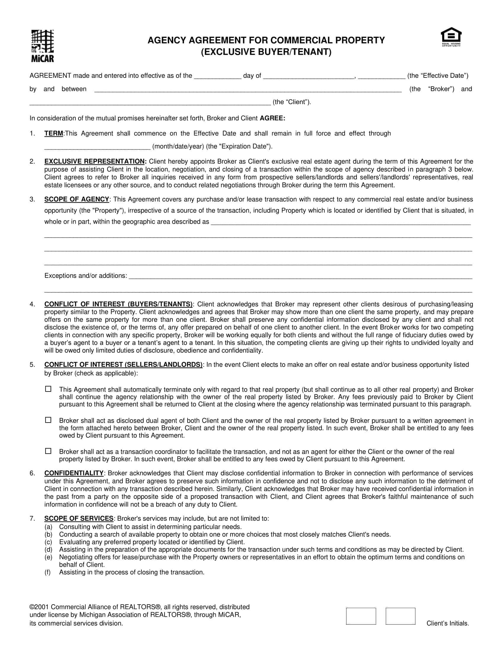 fillable agency agreement fillable agency agreement
