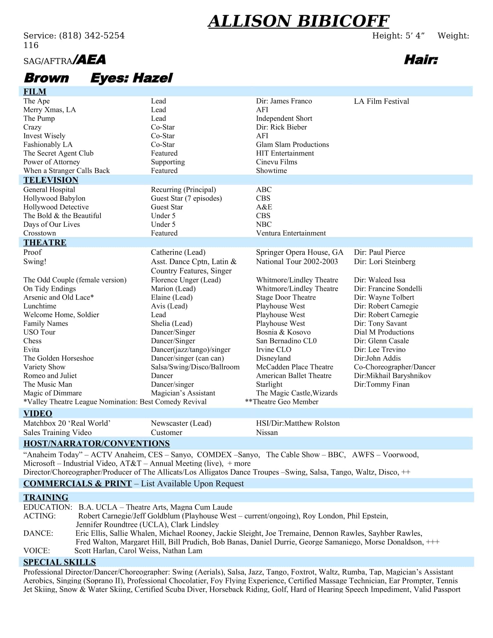 free acting resume templates free acting resume templates