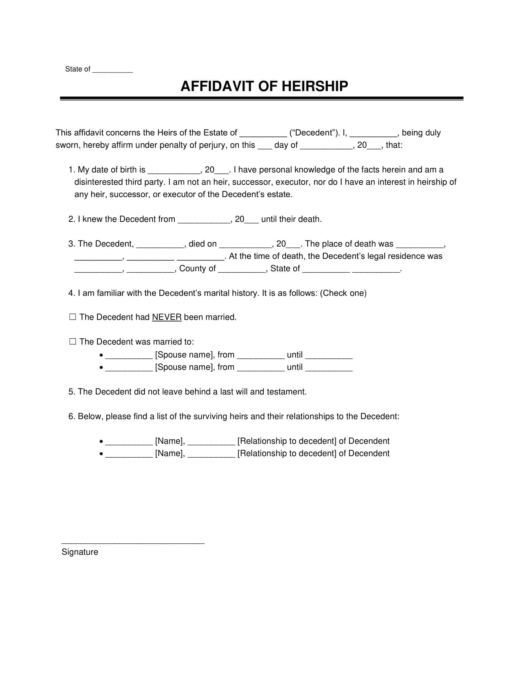 free affidavit of heirship form texas free affidavit of heirship form texas