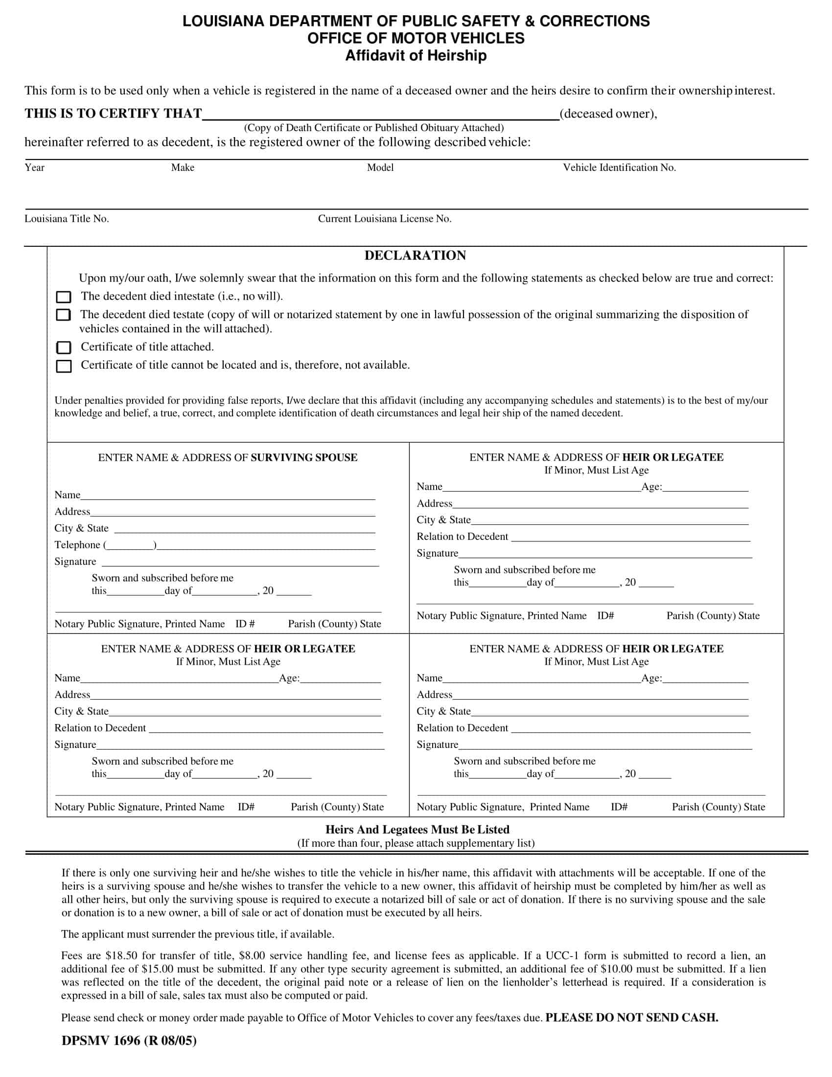 free affidavit of heirship form free affidavit of heirship form