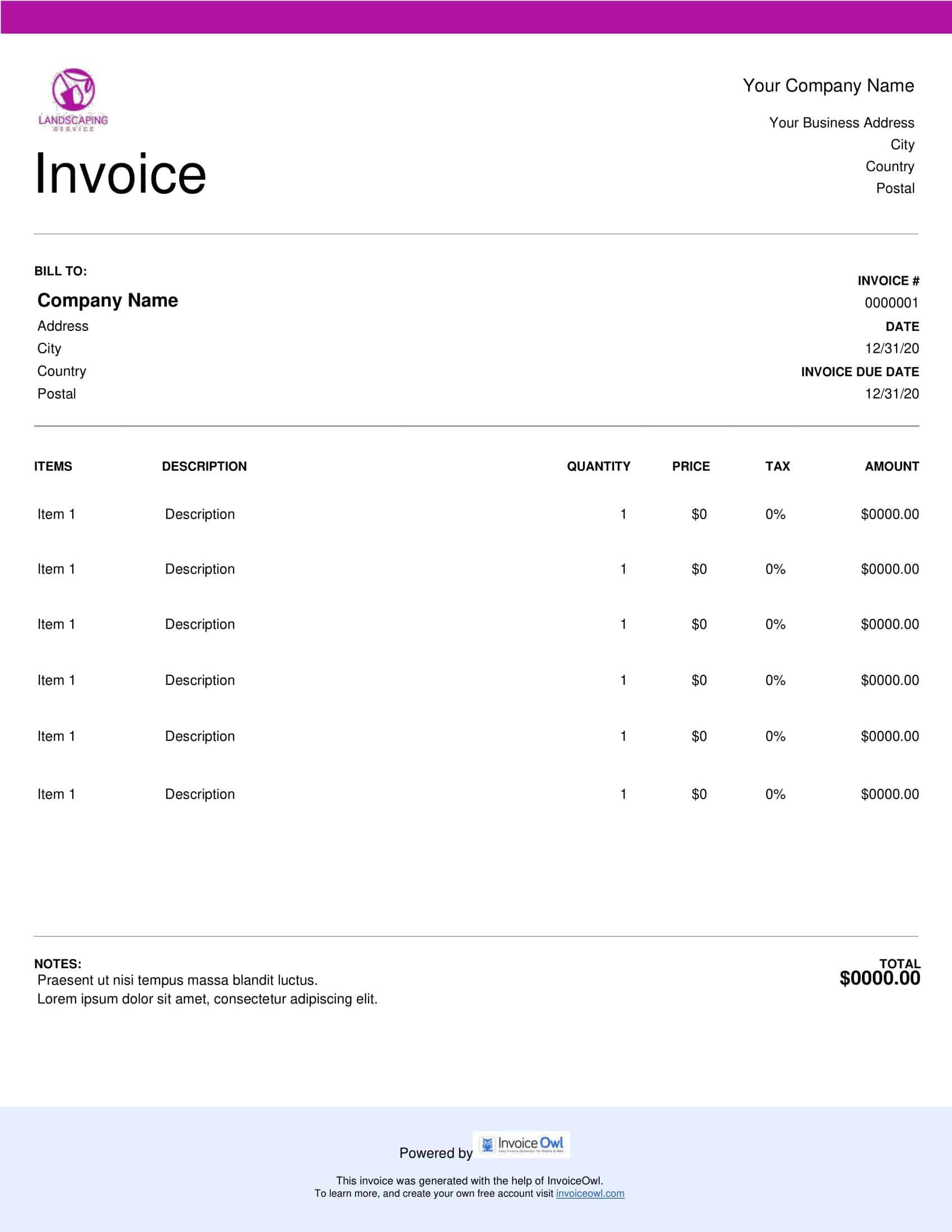 landscaping invoices landscaping invoices