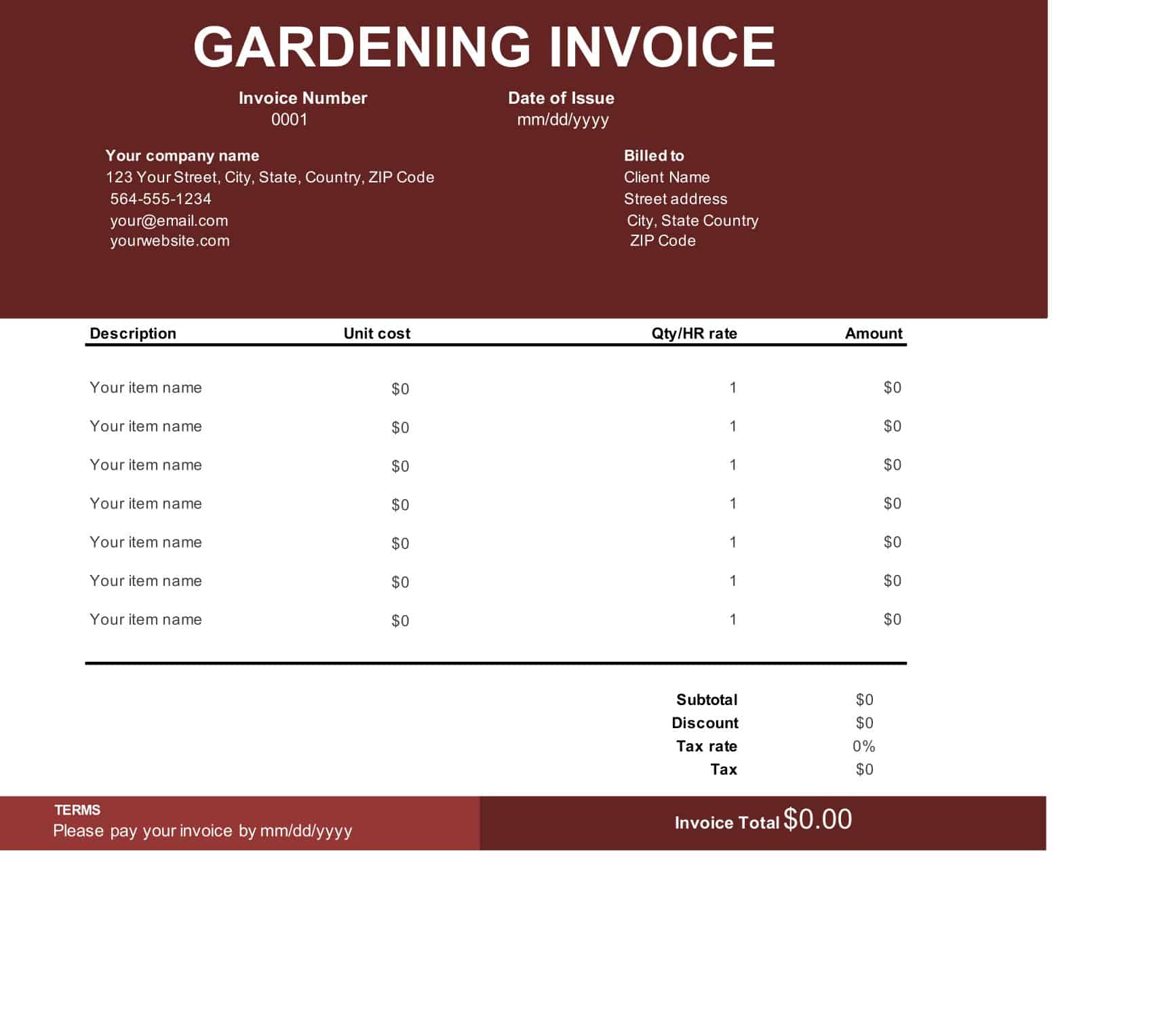 landscaping work order invoice landscaping work order invoice
