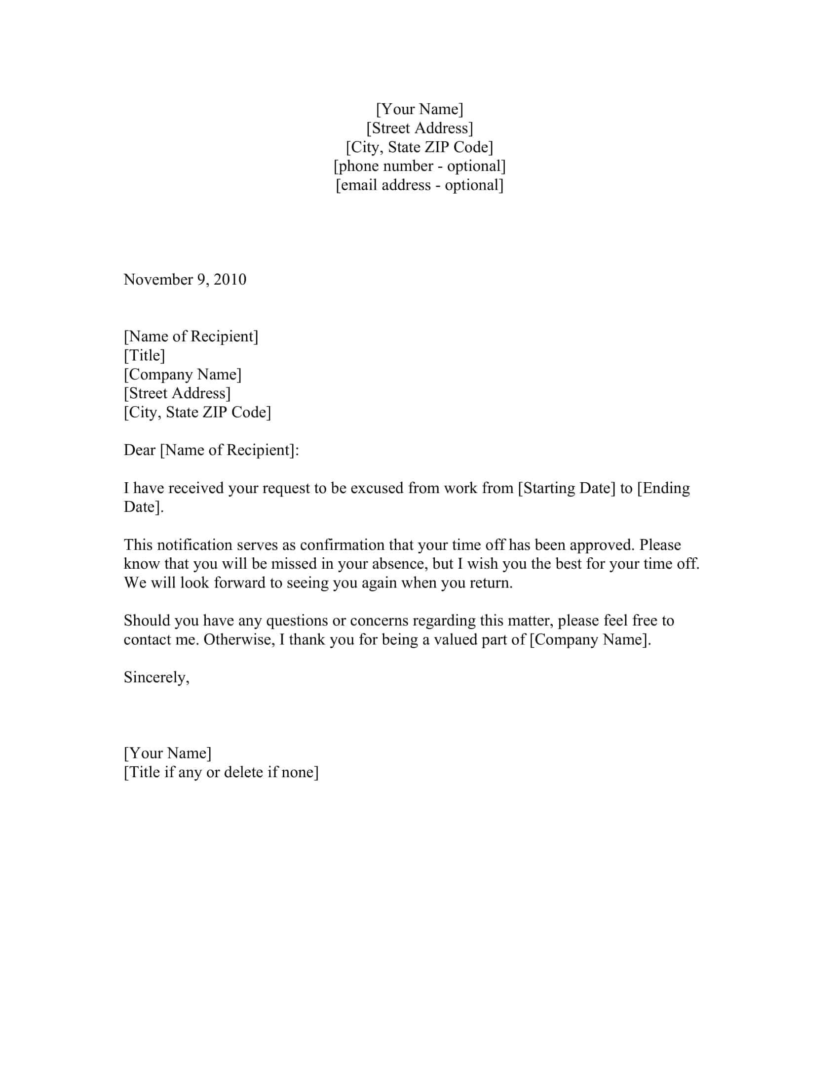 leave of absence letter to employer leave of absence letter to employer