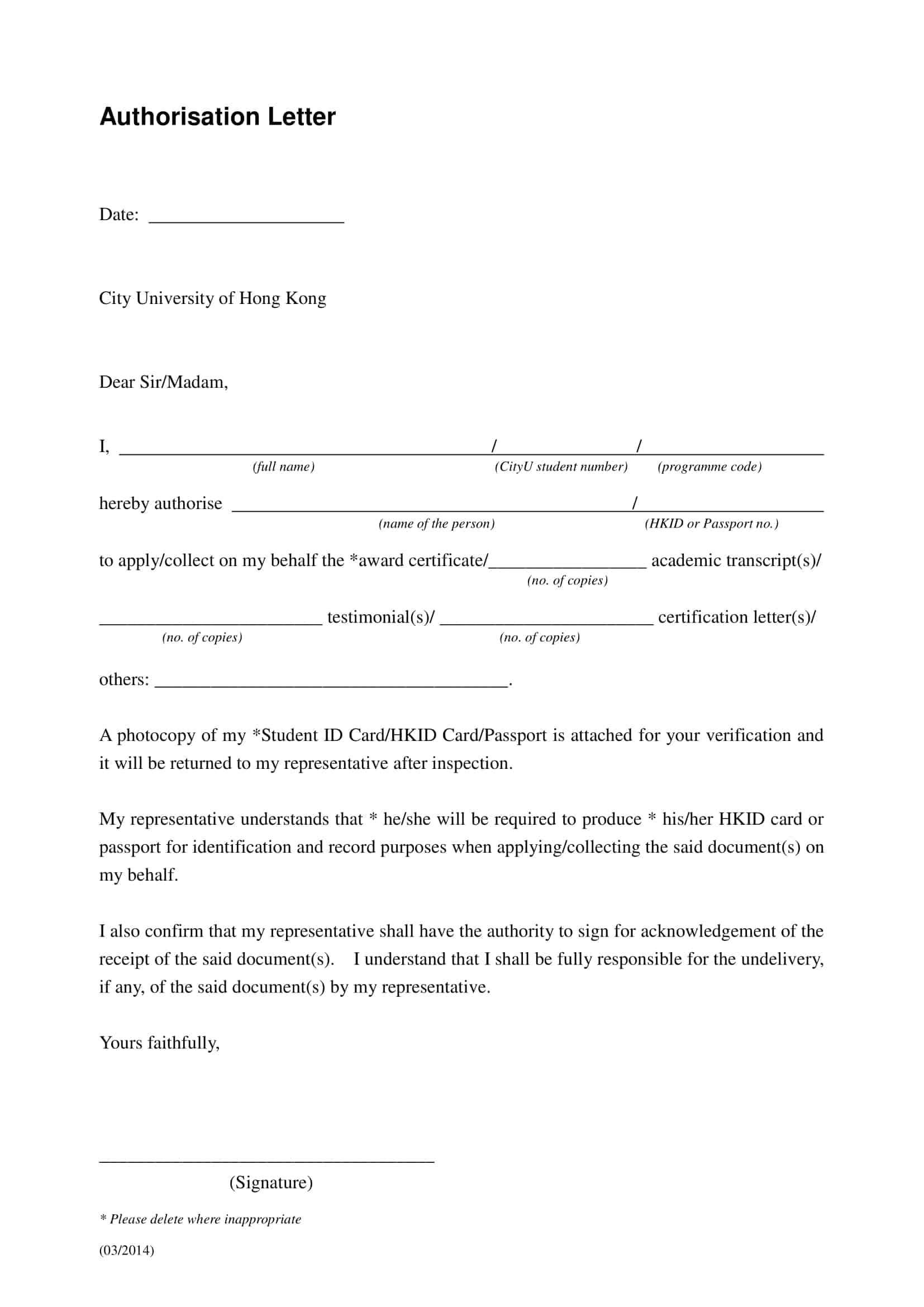 letter of representative authorization letter of representative authorization