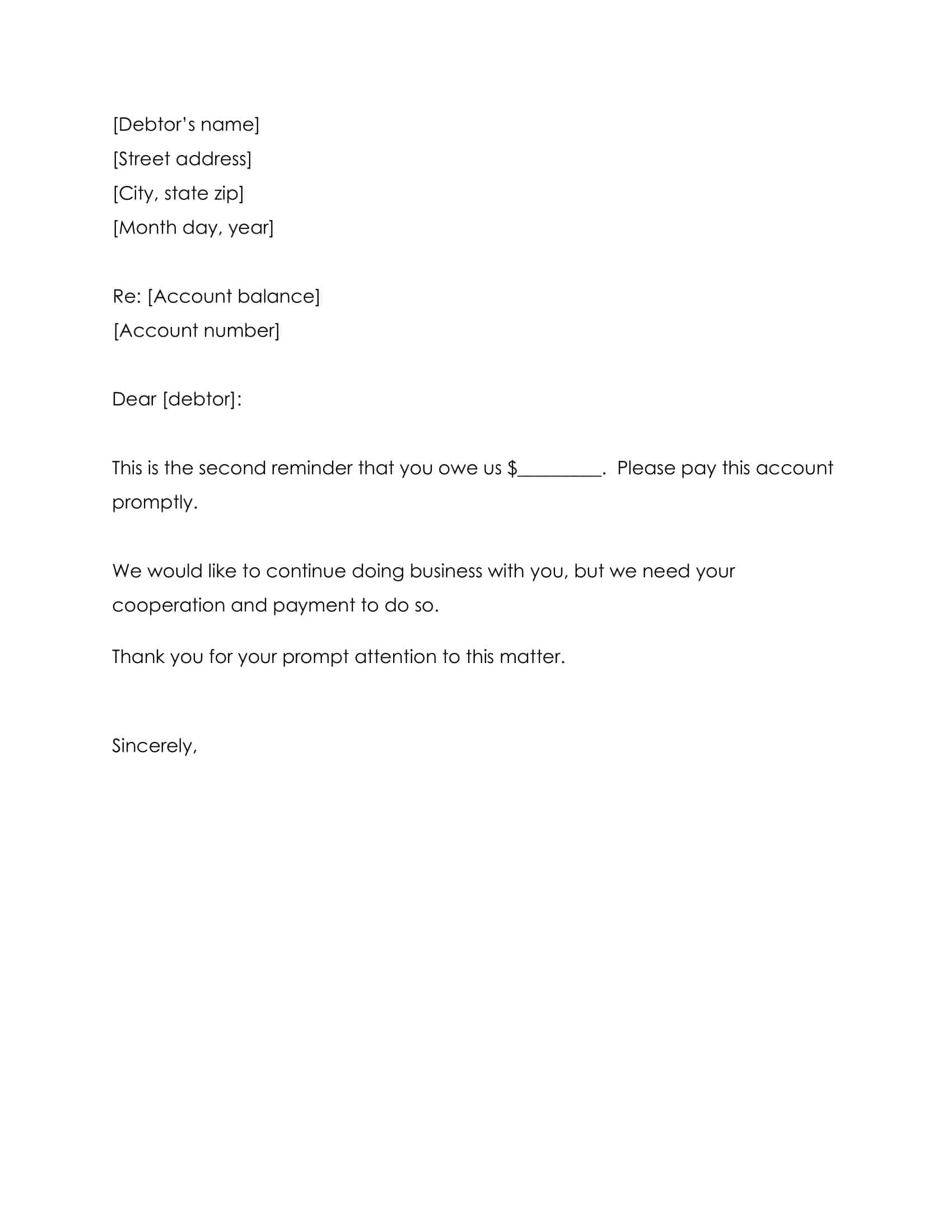 letter to collect a debt letter to collect a debt