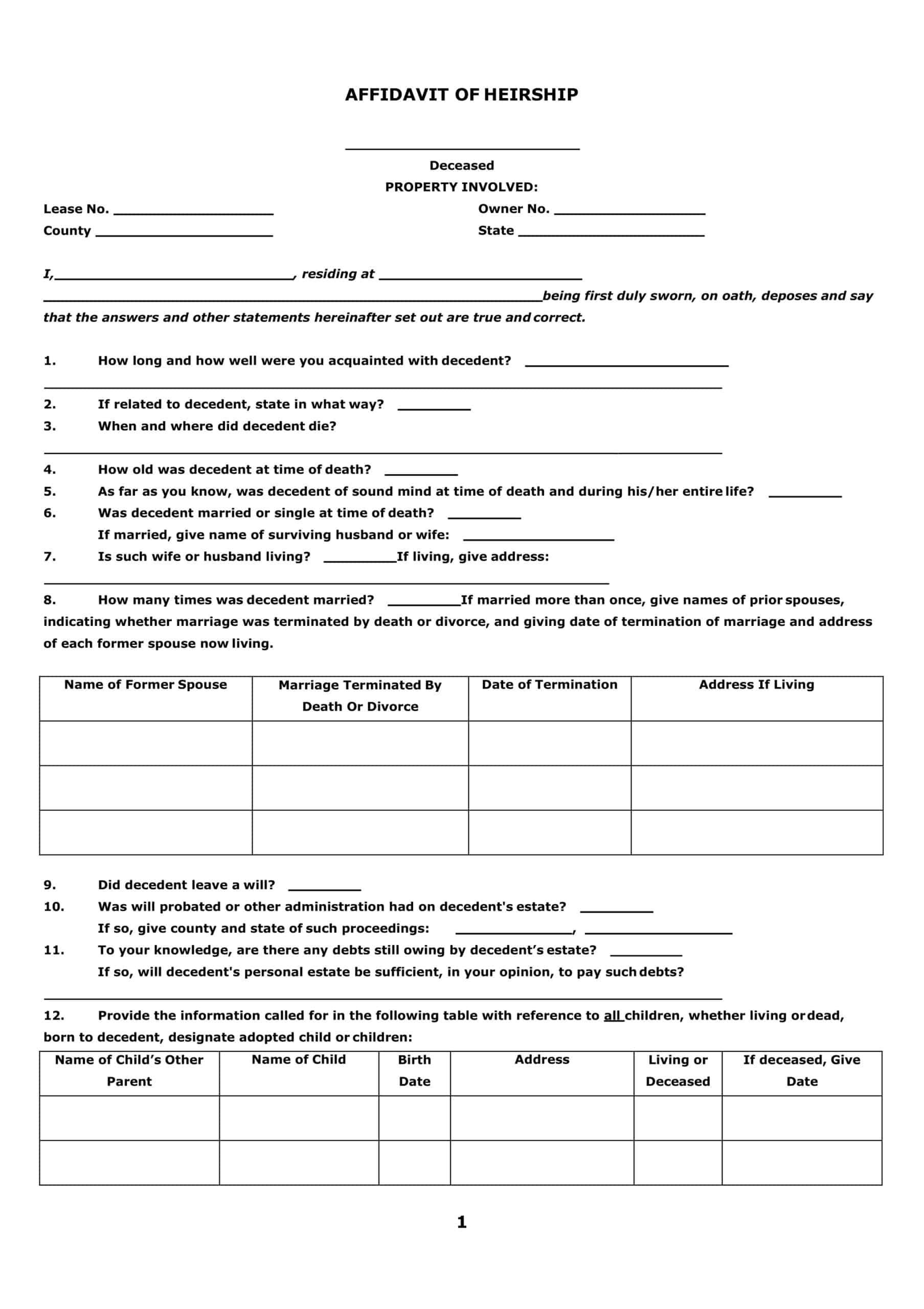 notarized affidavit of heirship texas notarized affidavit of heirship texas