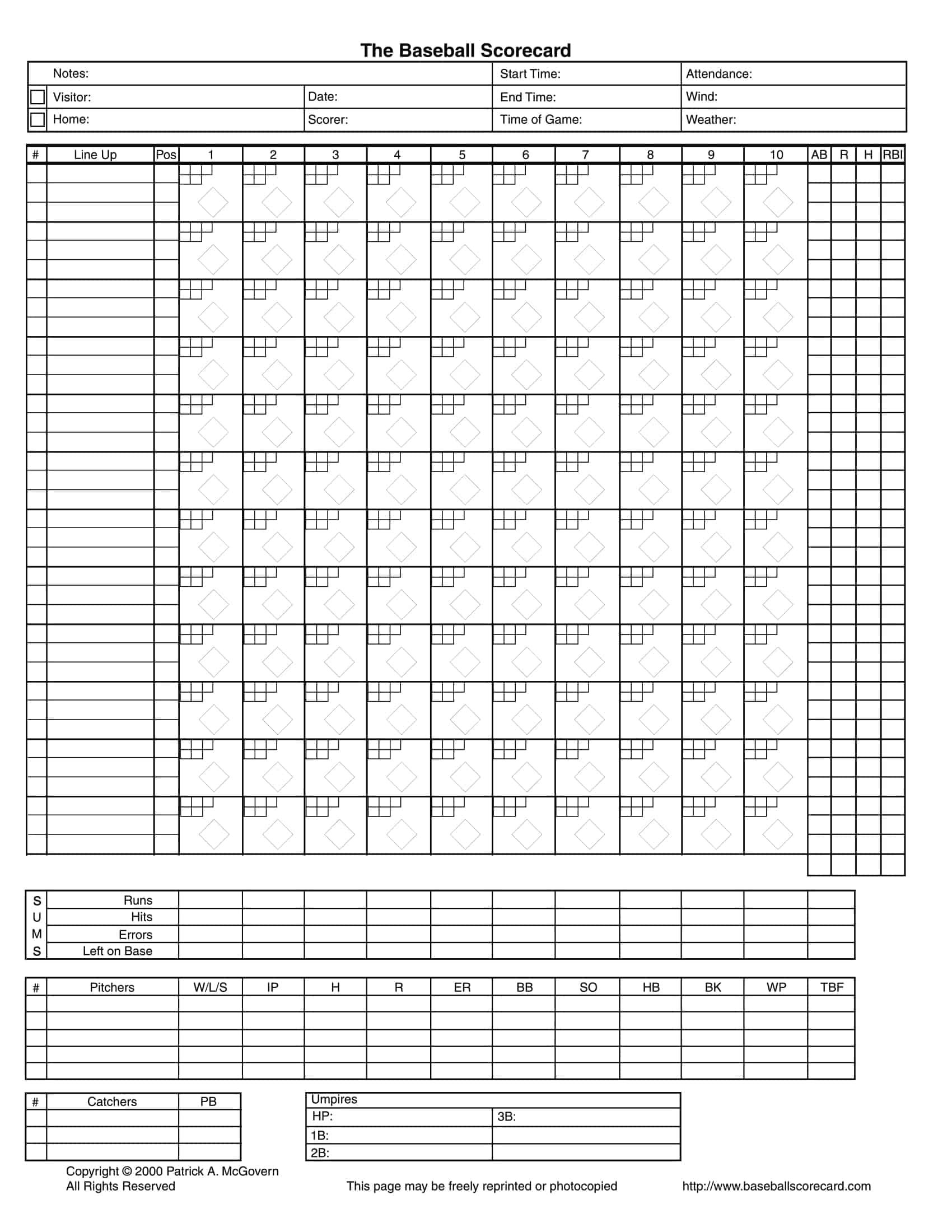 Free Printable Baseball Score Sheets Free Printable Baseball Score Sheets