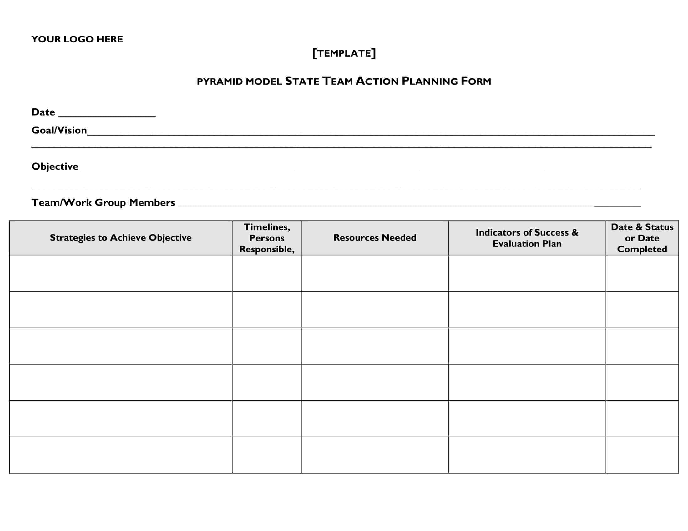 plan of action templates plan of action templates