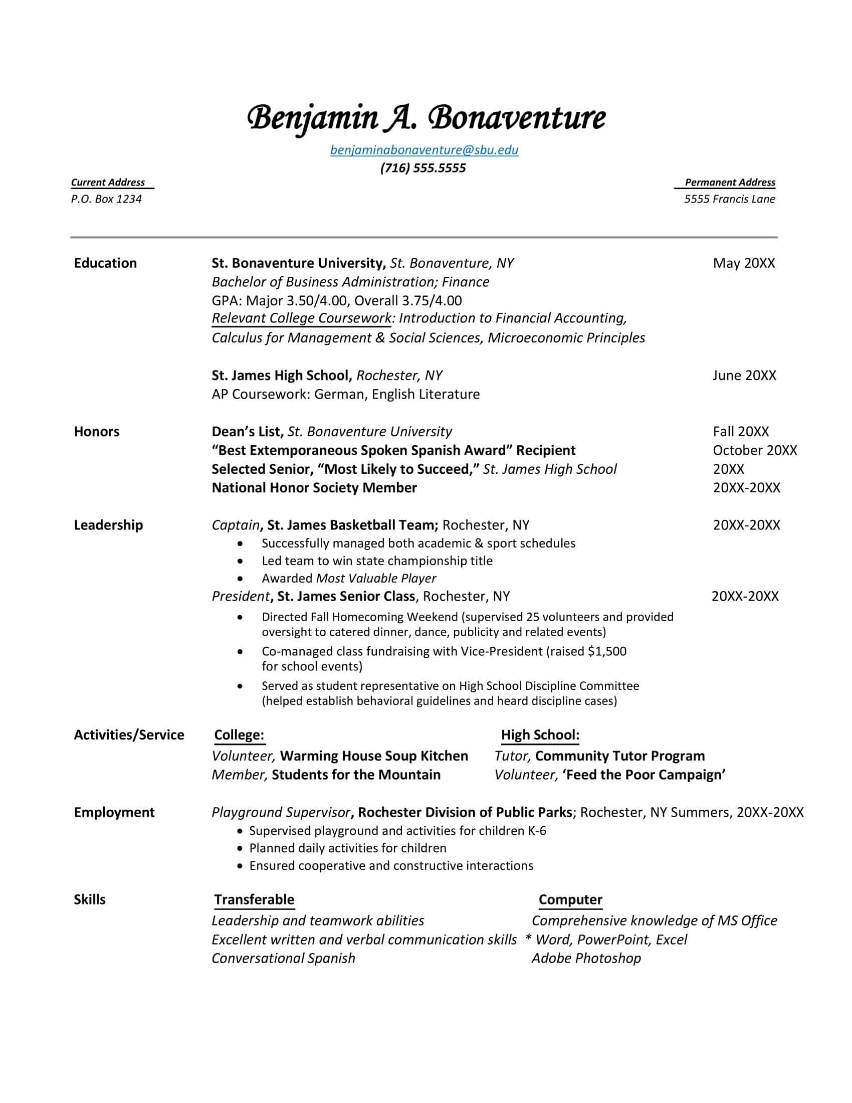 resume college student resume college student