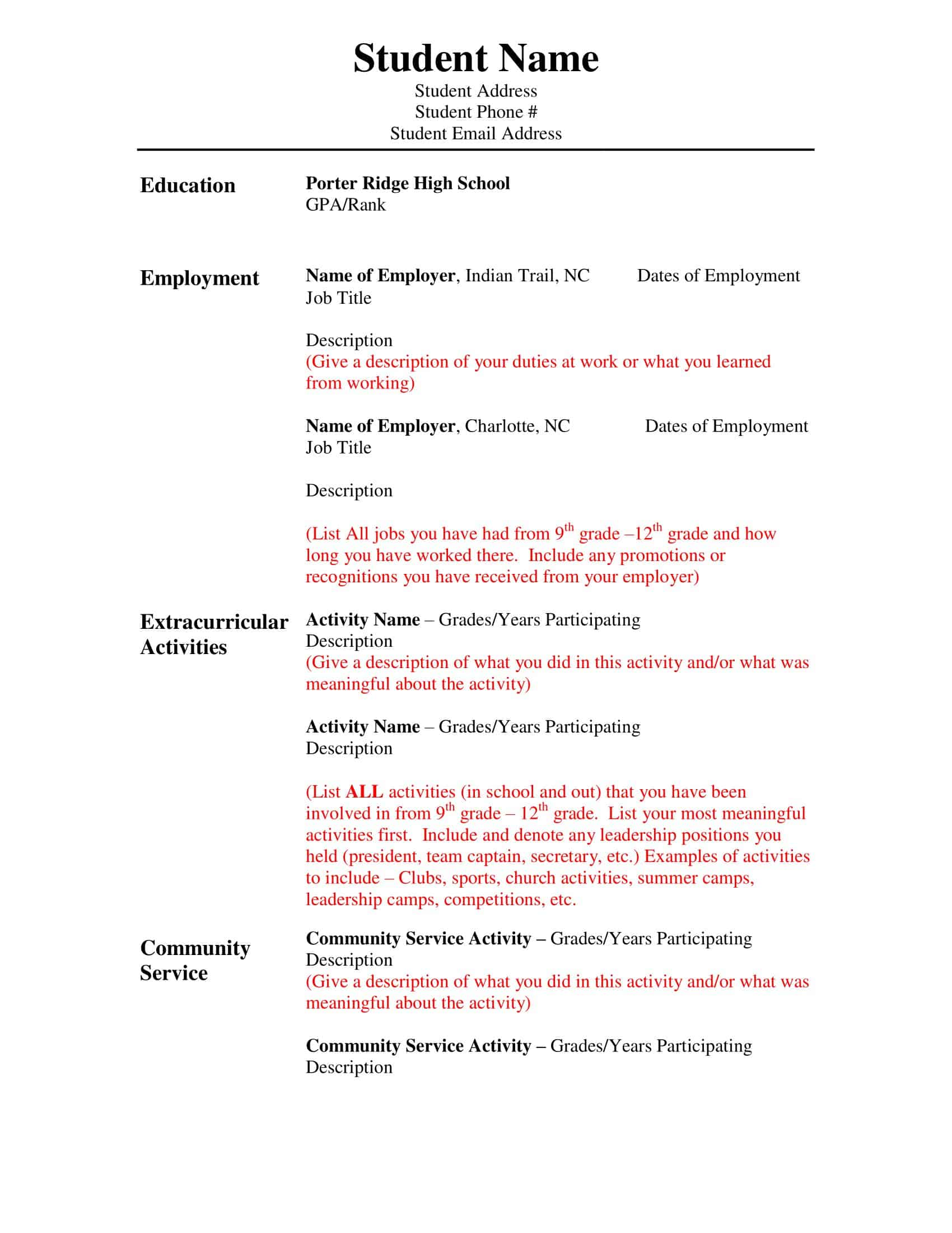 resume example for college student resume example for college student