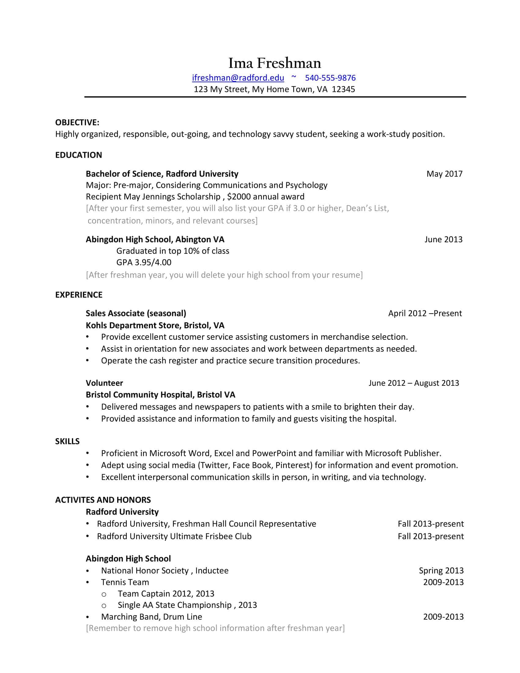 resume for college application resume for college application
