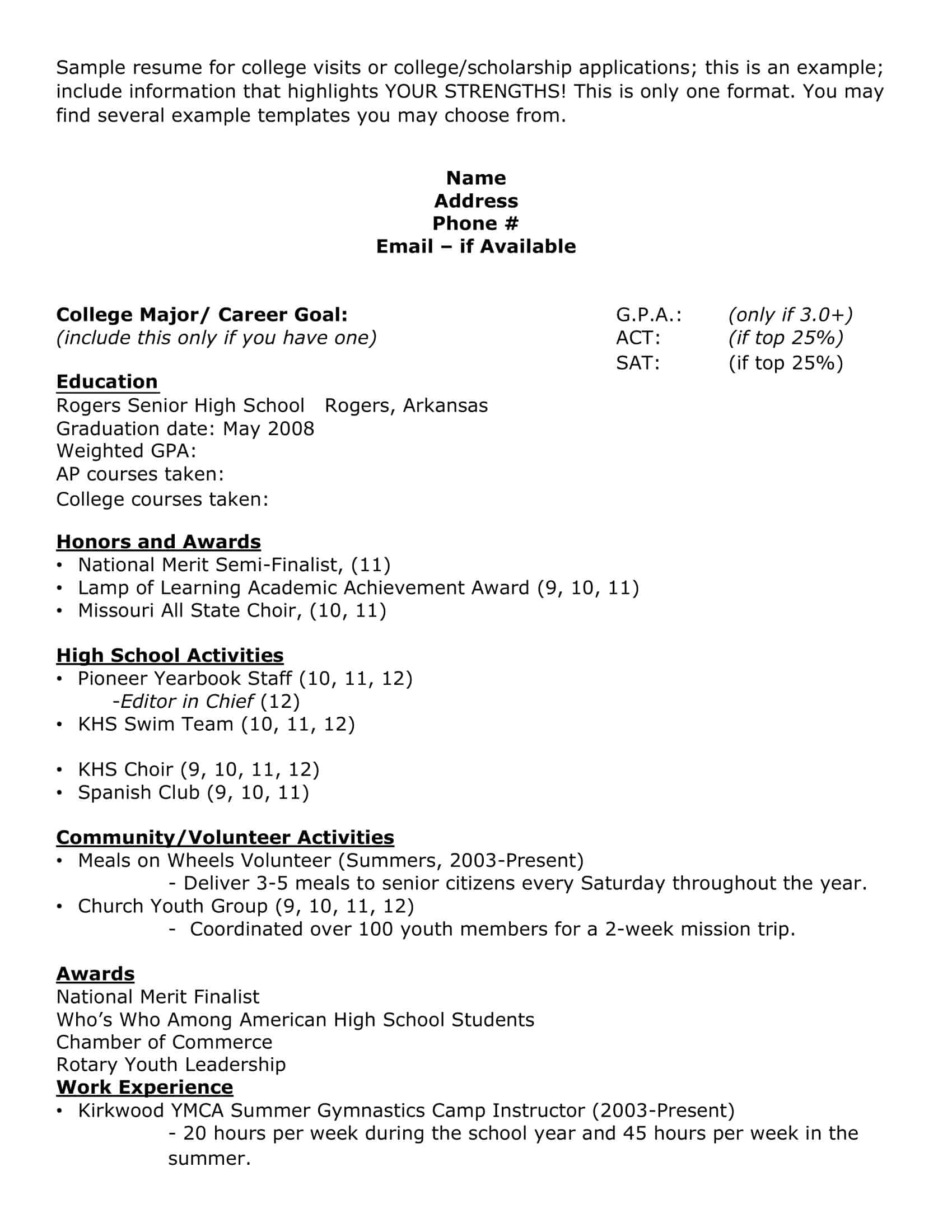 resume for college student with no experience resume for college student with no experience