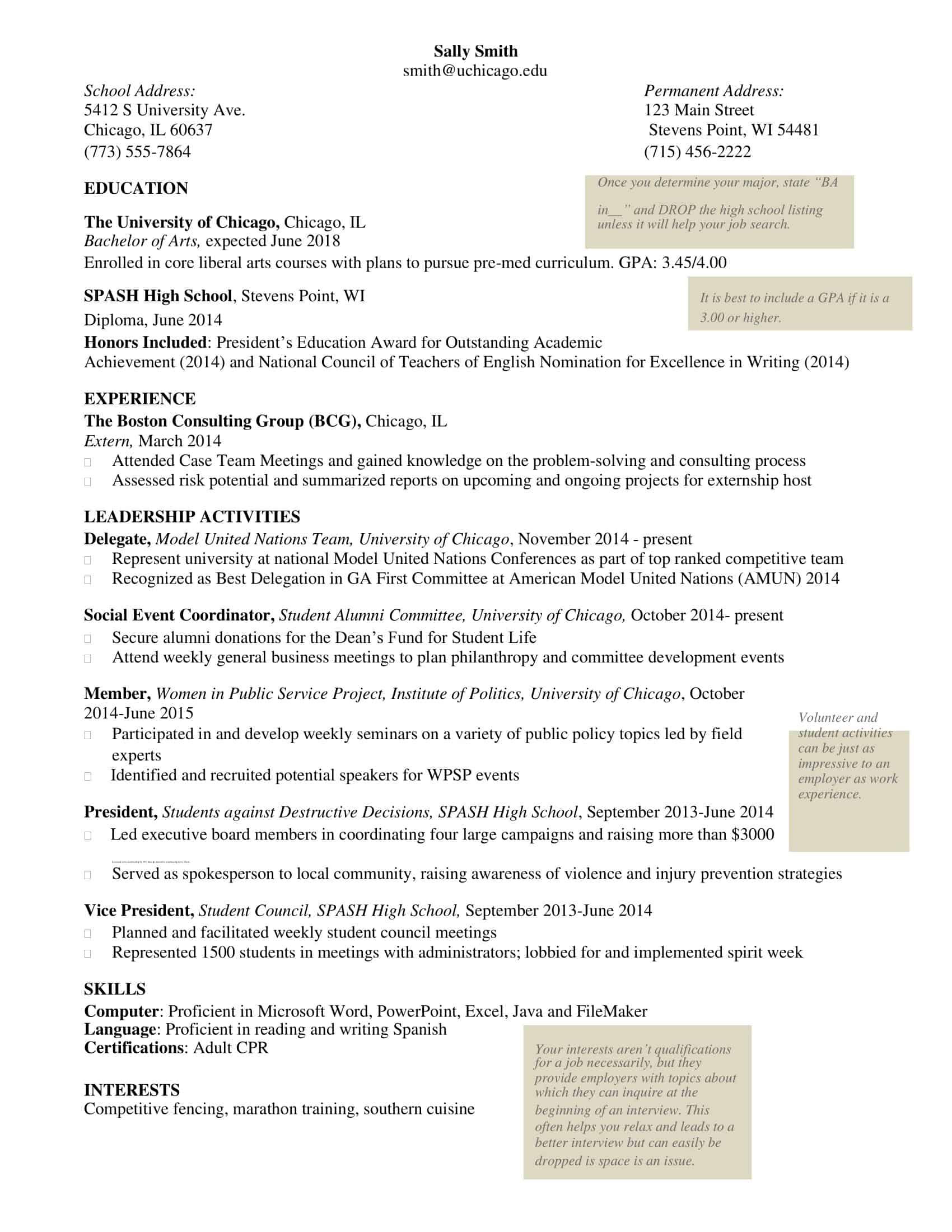 resume tips for college students resume tips for college students