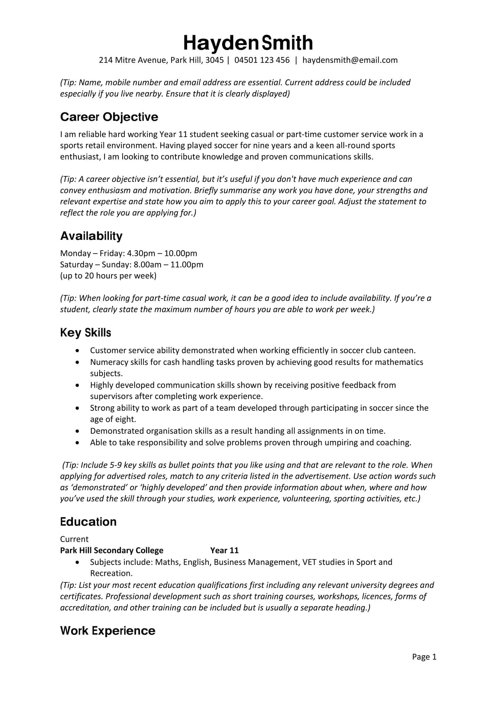 sample college student resume sample college student resume