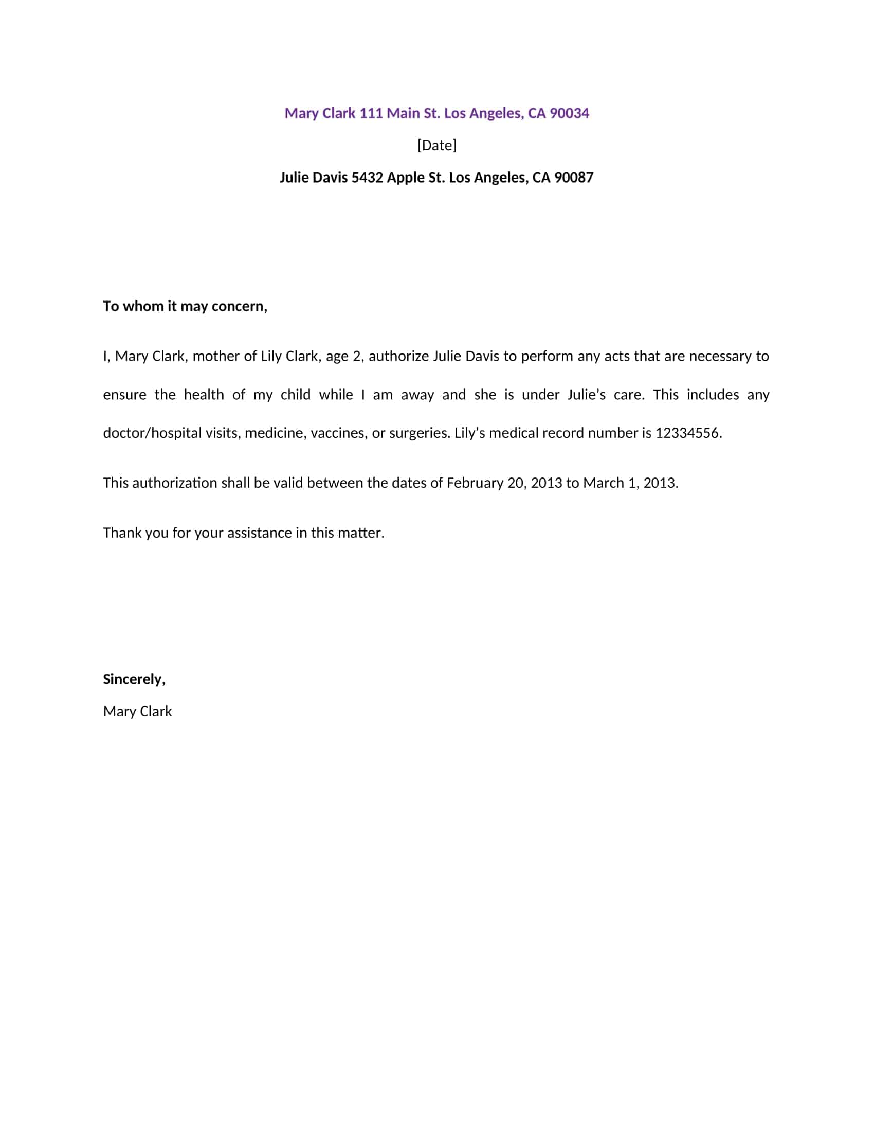 sample letter of authorization giving permission sample letter of authorization giving permission