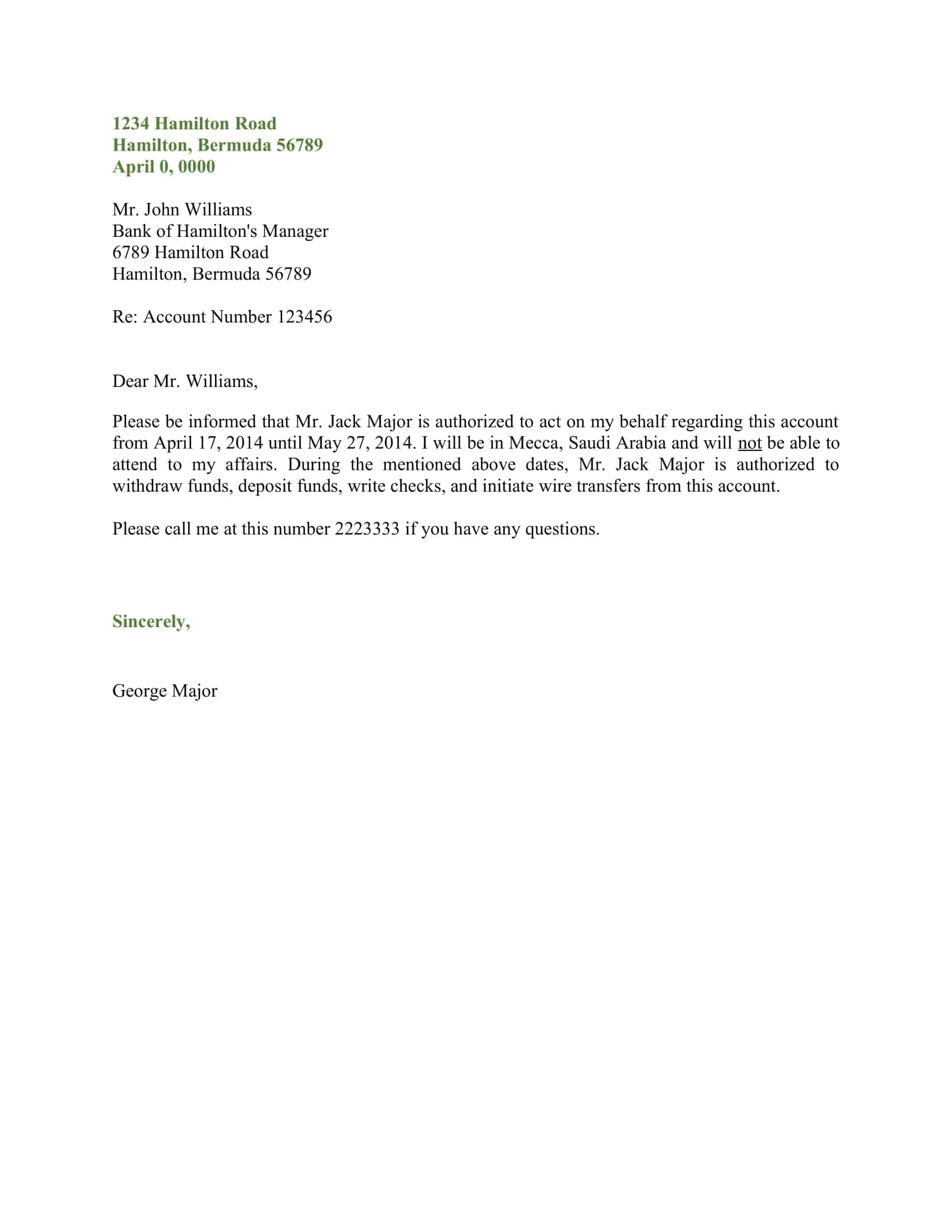 sample letter of authorization sample letter of authorization