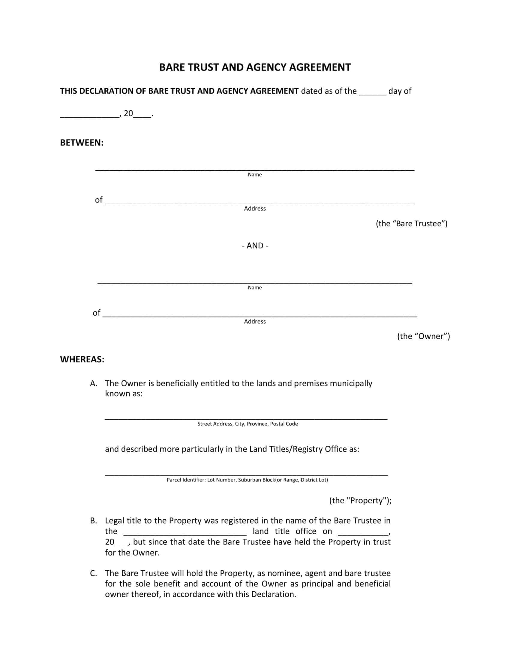 real estate exclusive agency agreement simple agency agreement template