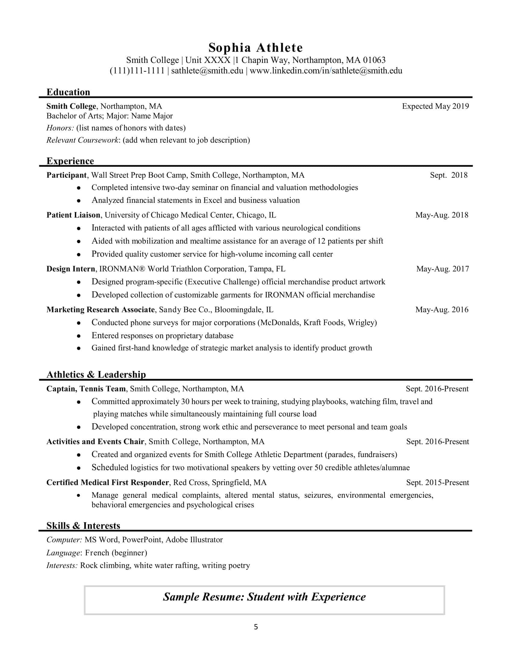student resume for college student resume for college