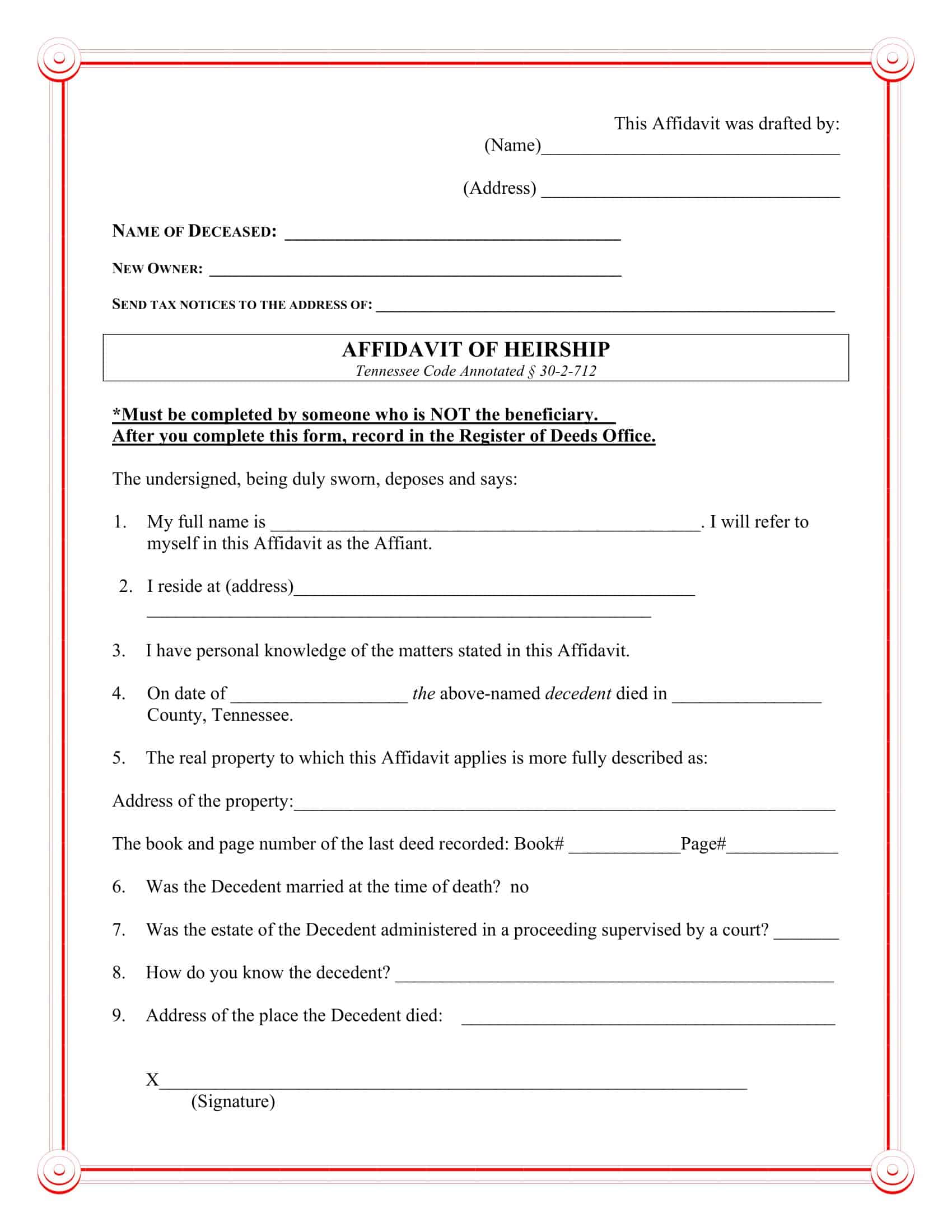 texas affidavit of heirship form texas affidavit of heirship form