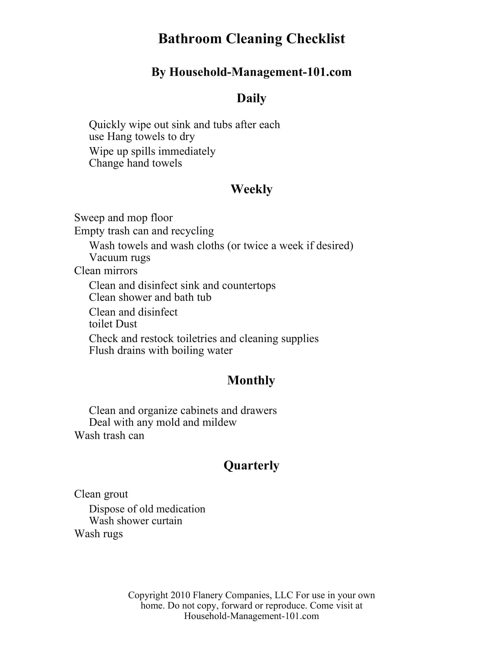 weekly bathroom cleaning checklist weekly bathroom cleaning checklist