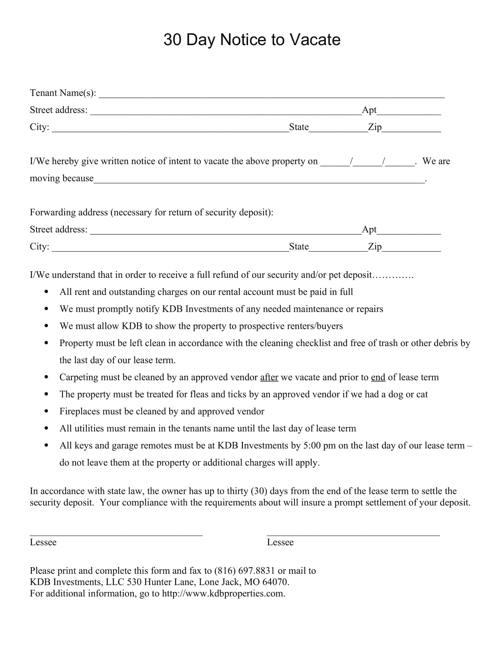 30-day notice to vacate letter 30-day notice to vacate letter