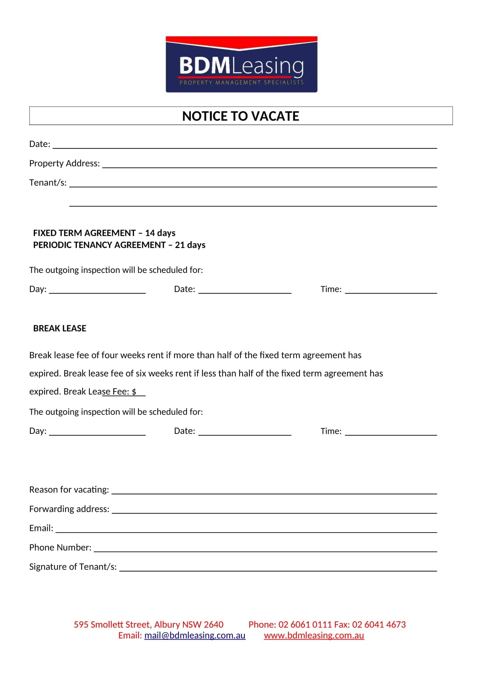 30 notice to vacate letter to tenant 30 notice to vacate letter to tenant