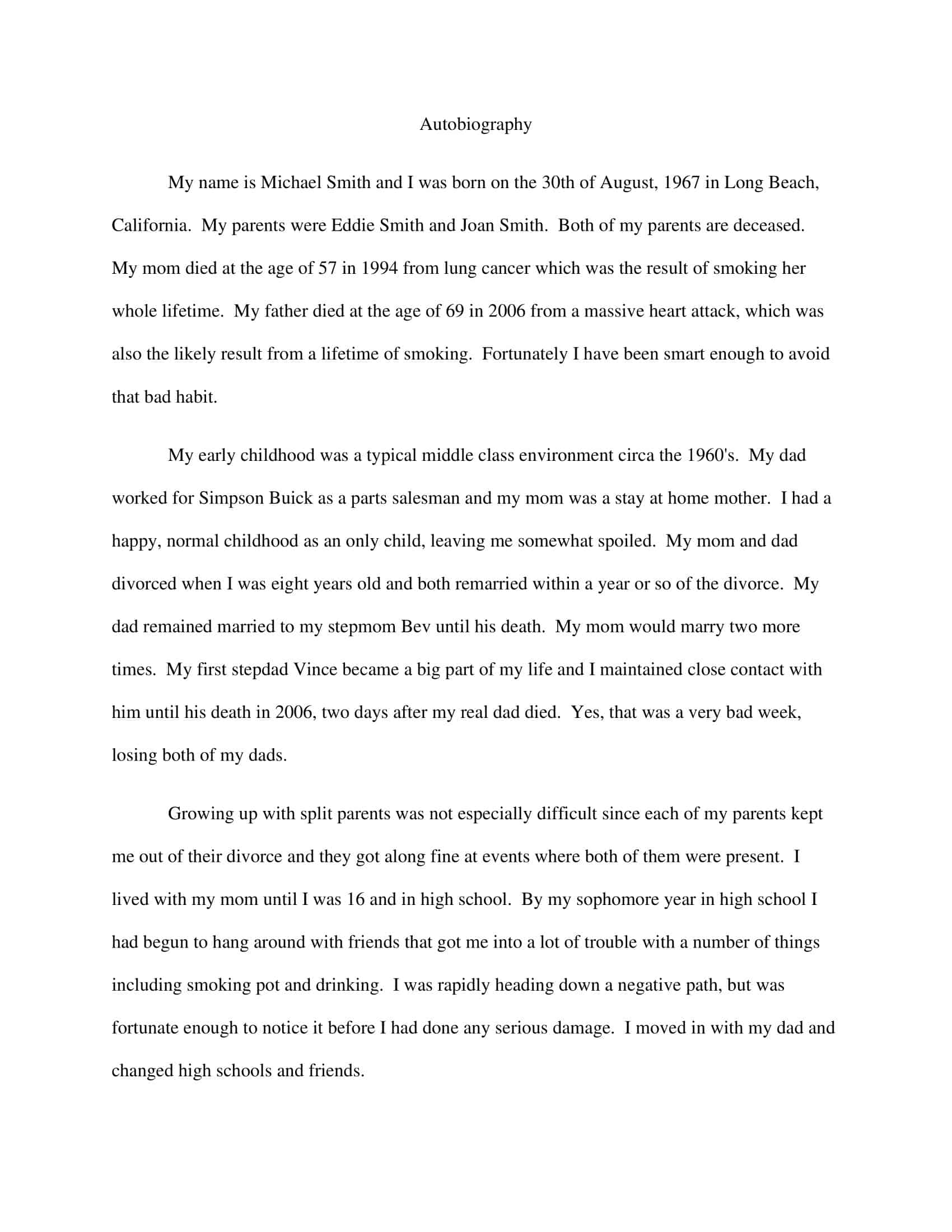 Autobiography Word template free Autobiography Word template free