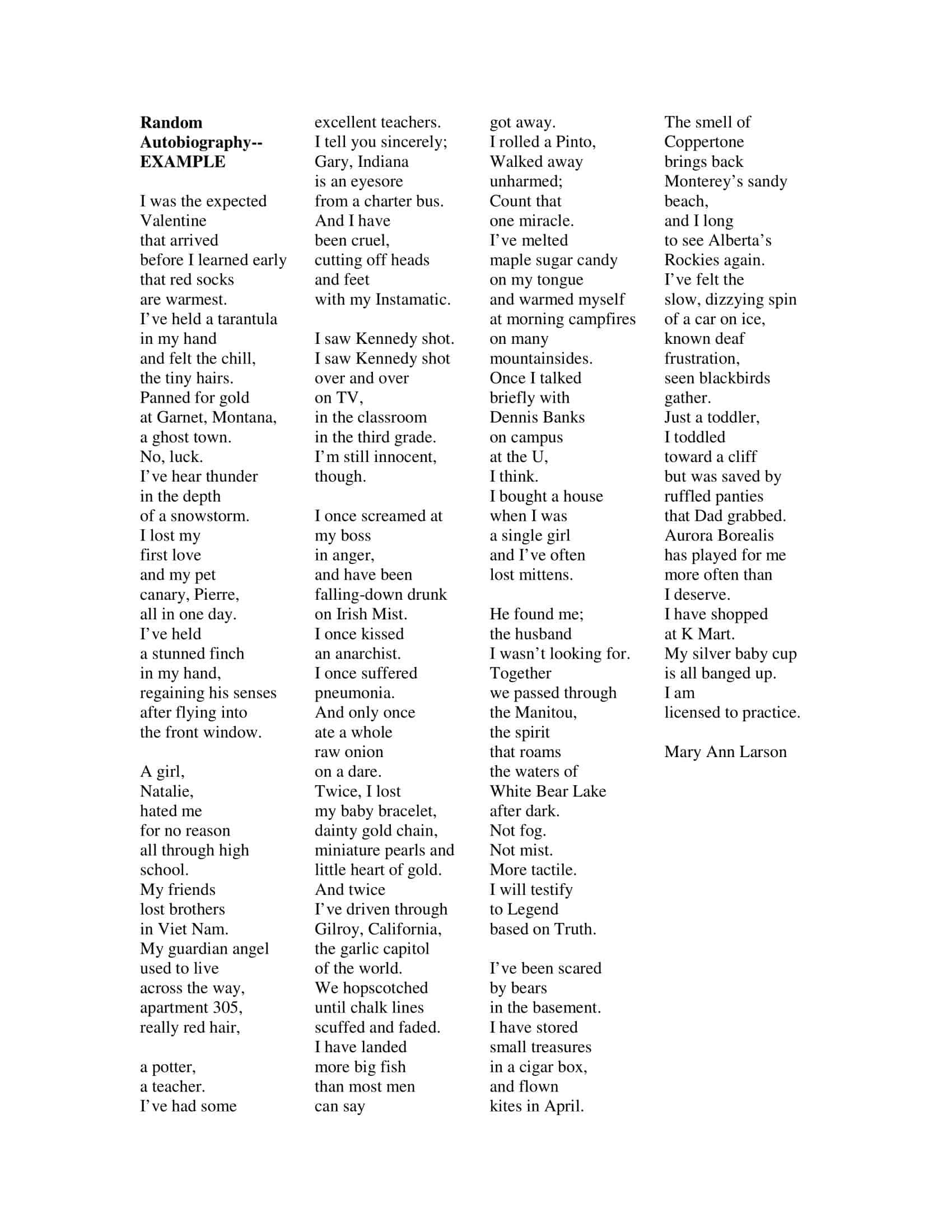 Autobiography examples Autobiography examples