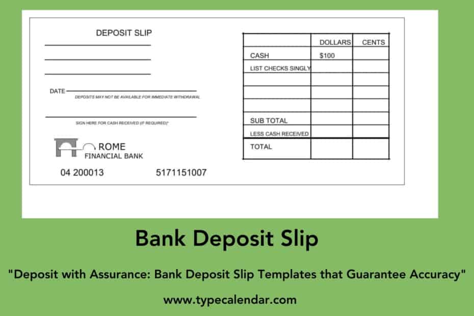 Bank Deposit Slip