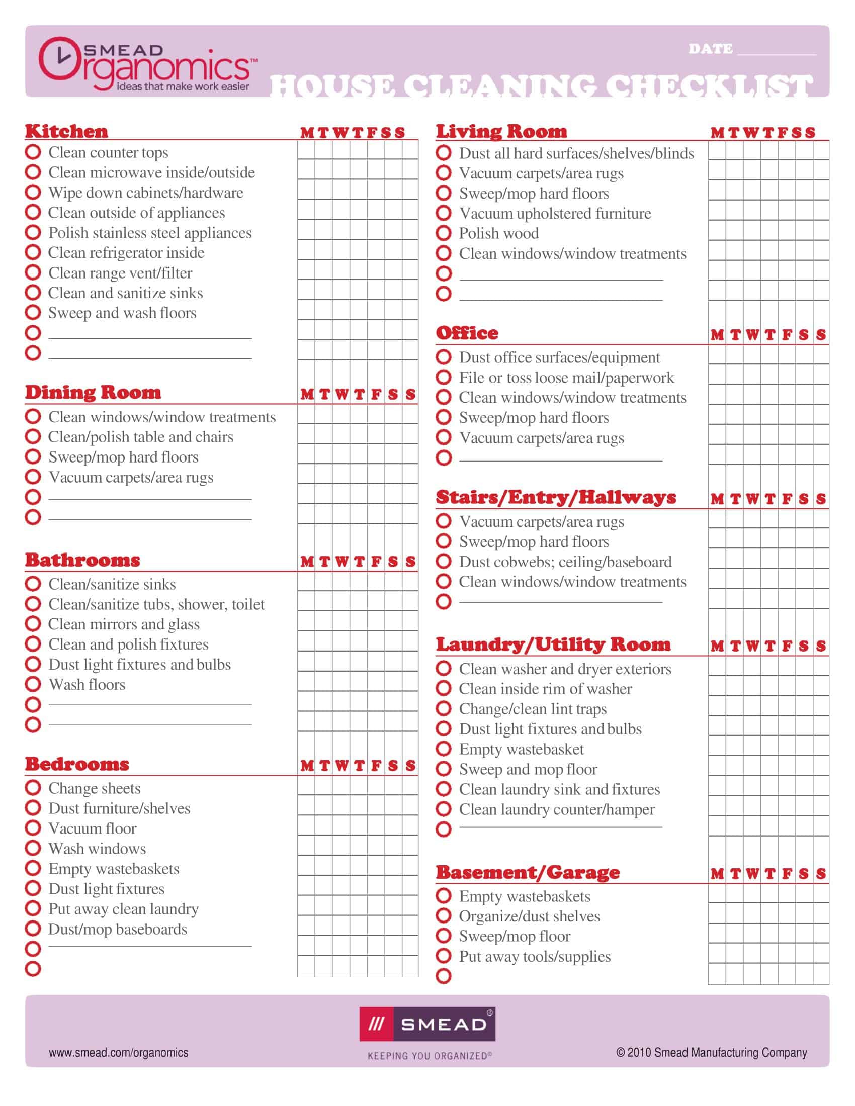 Basic House Cleaning Checklist Template Basic House Cleaning Checklist Template