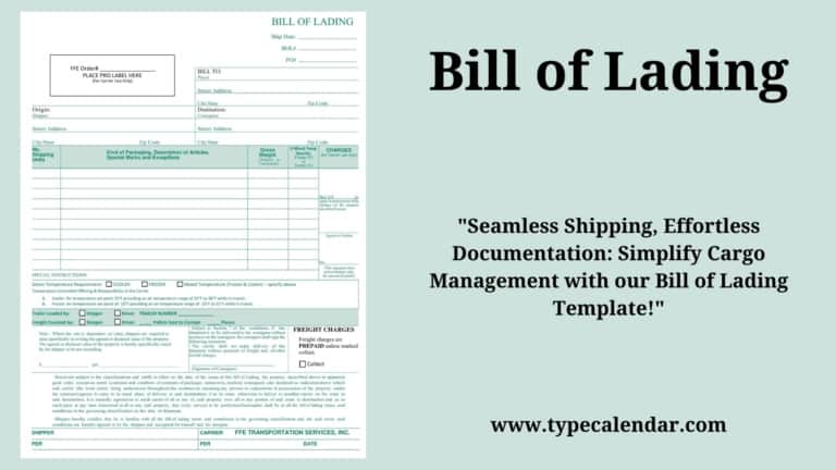 Free Printable Bill Of Lading Templates [Excel, Word, PDF]