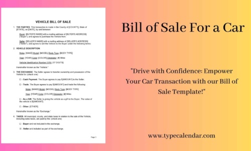 Free Printable Bill of Sale for a Car Templates [PDF, Word] with Payment Plan