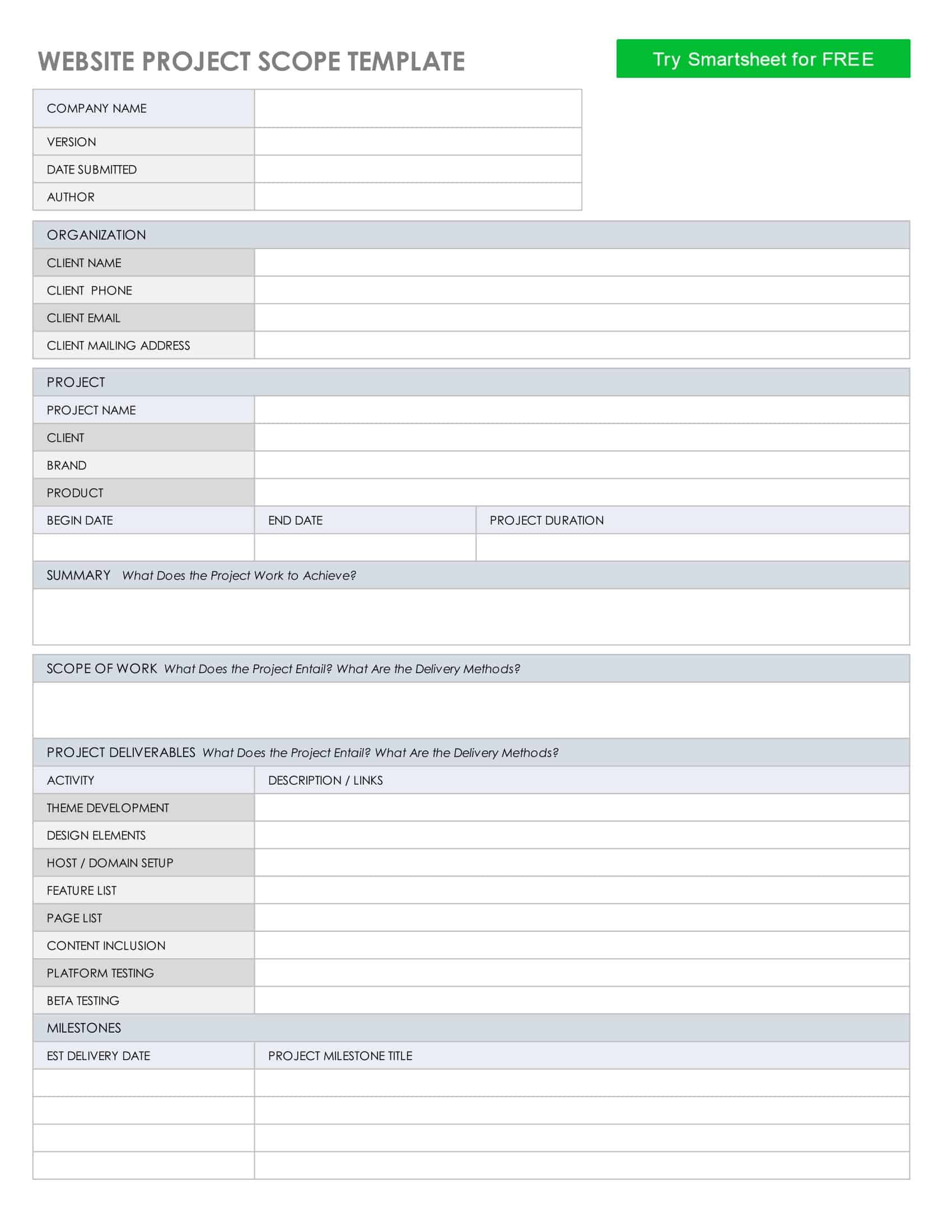 Free Printable Project Scope Templates Word Excel PDF Example Free Printable Project Scope Templates Word Excel PDF Example