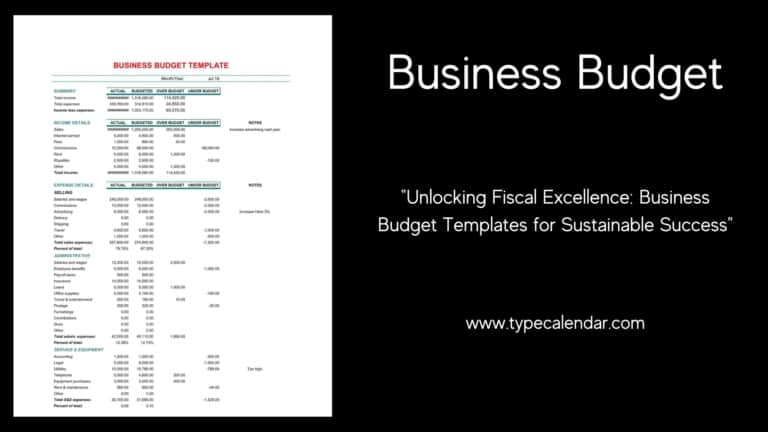 Free Printable Business Budget Templates (PDF, Word, Excel) Monthly