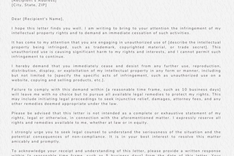 Cease and Desist Letter