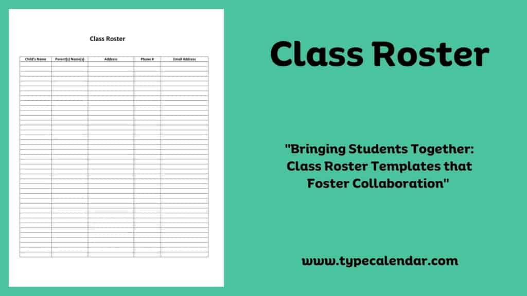 Free Printable Class Roster Templates [Excel, Word, PDF] Editable