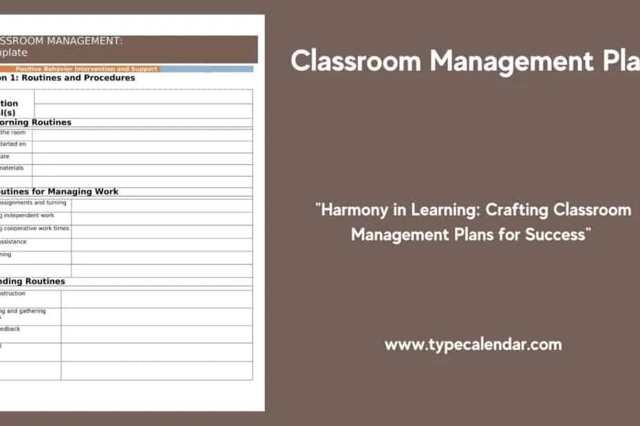 Classroom Management Plan