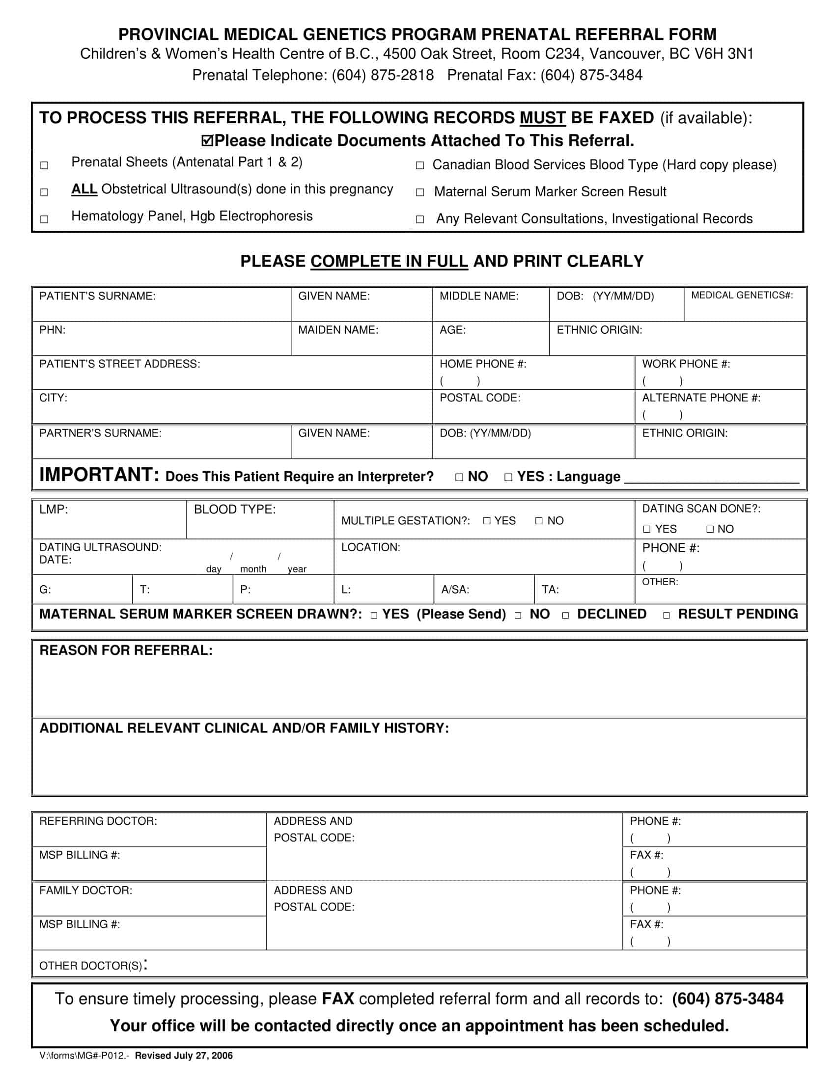 Free Printable Referral Form Templates [Word, PDF] Medical, Mental Health
